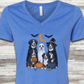 Bernese Mountain Dog Halloween V-Neck Tee - Heather True Royal