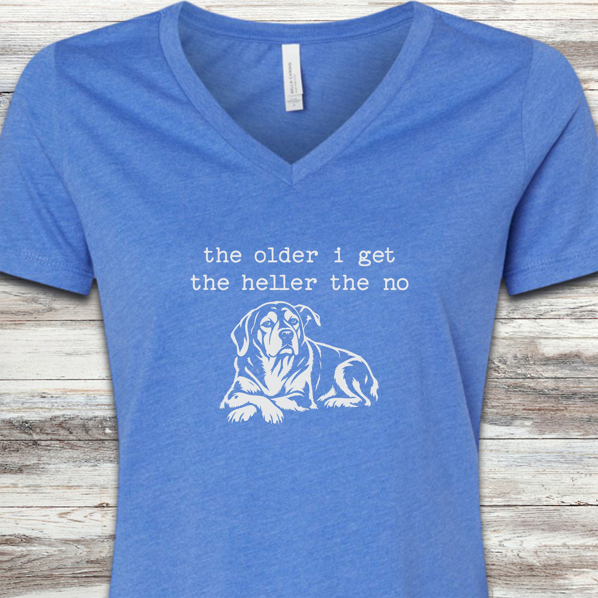 Hell No V-Neck Tee - Heather True Royal