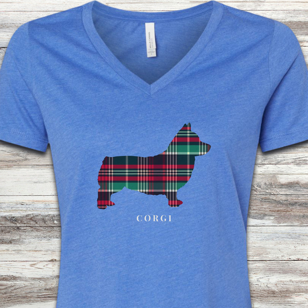 Corgi Winter 2025 V-Neck Tee - Heather True Royal
