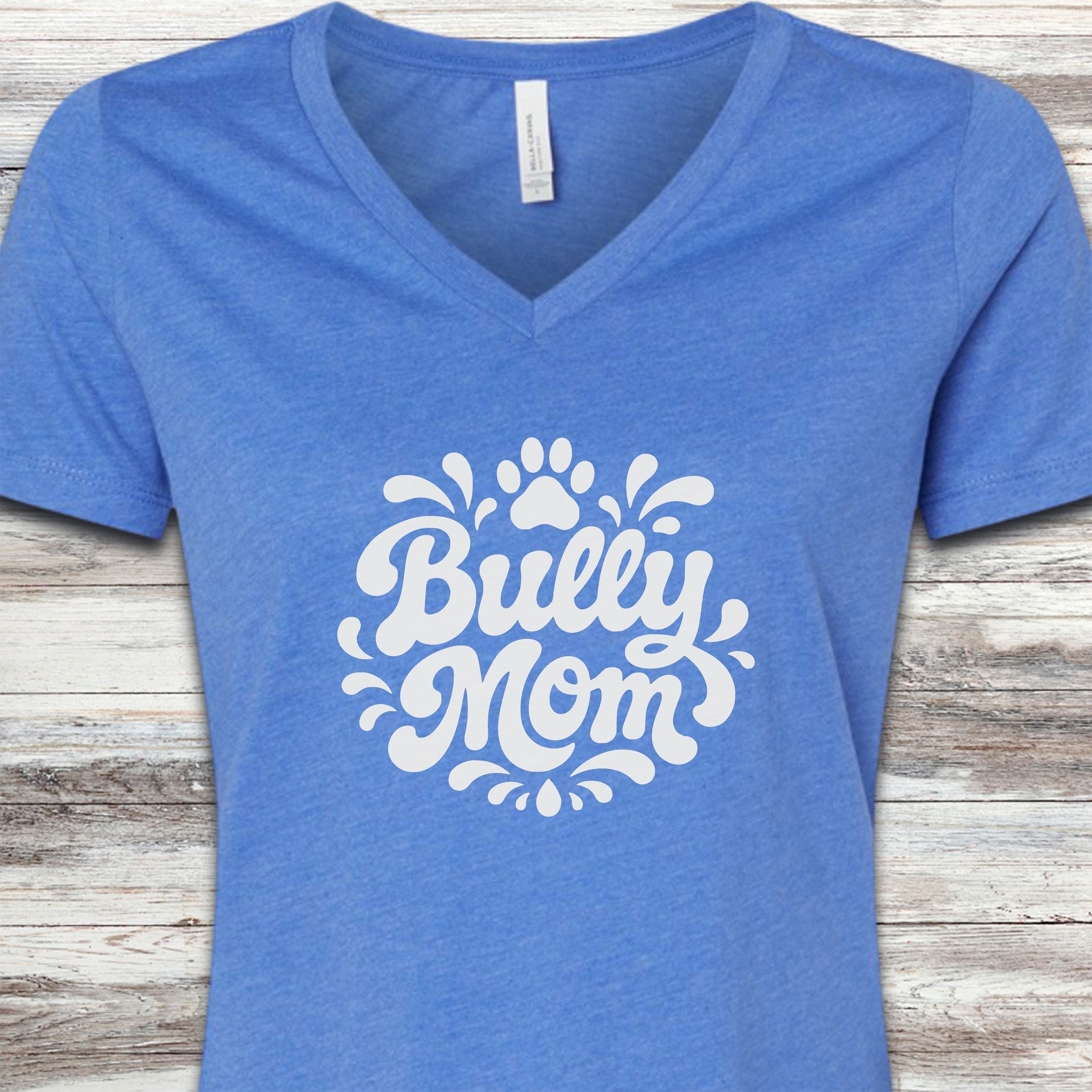 American Bully Groovy Mom V-Neck Tee - Heather True Royal