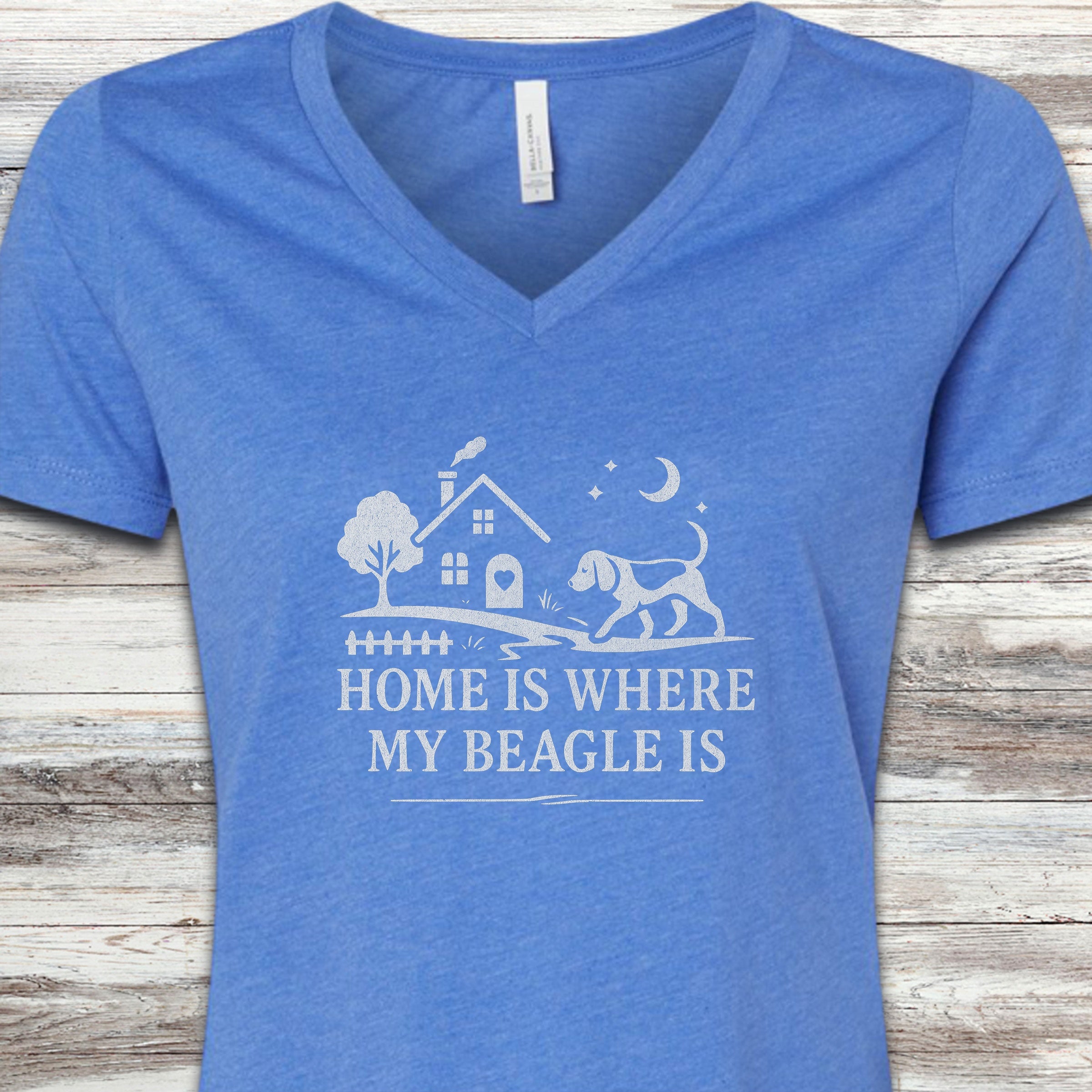 Beagle Home V-Neck Tee - Heather True Royal