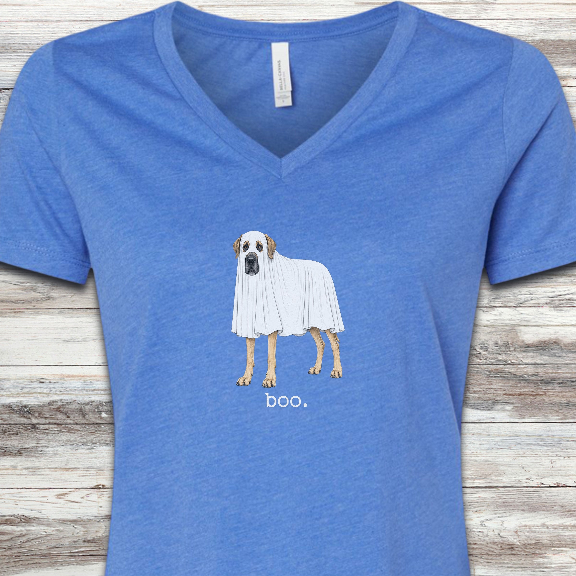 Great Dane Boo V-Neck Tee - Heather True Royal