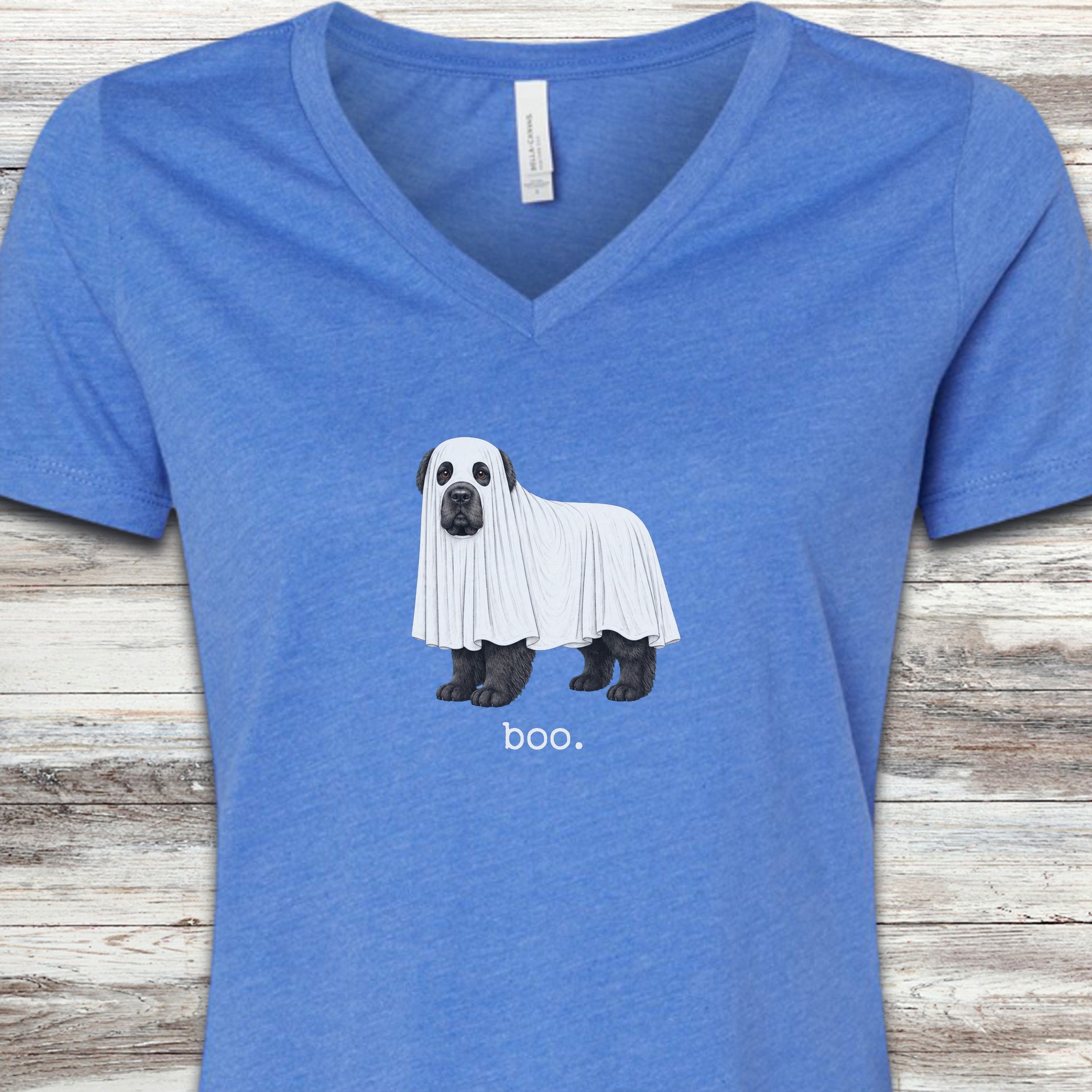 Newfoundland Boo V-Neck Tee - Heather True Royal