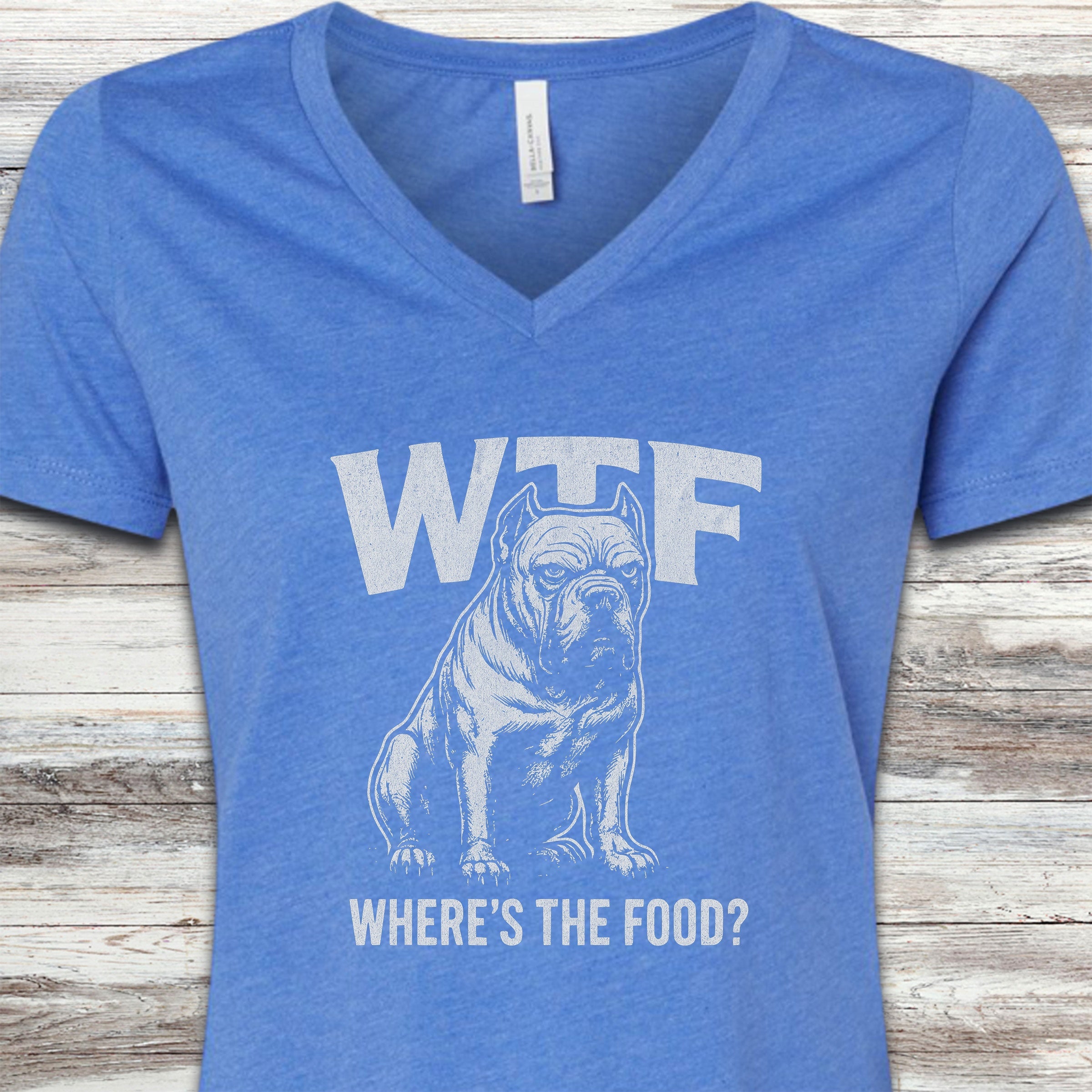 Cane Corso WTF V-Neck Tee - Heather True Royal