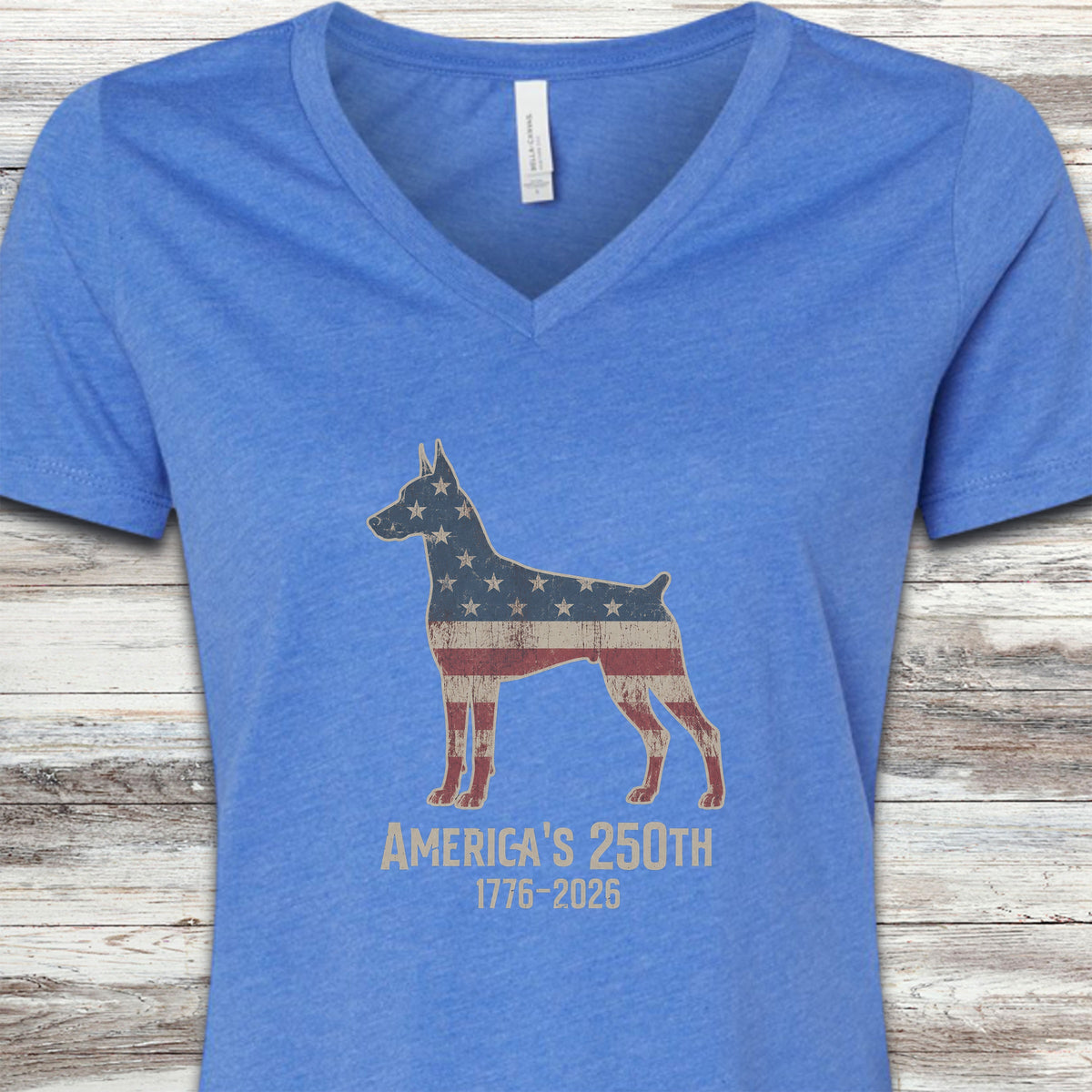 Doberman 250 V-Neck Tee - Heather True Royal