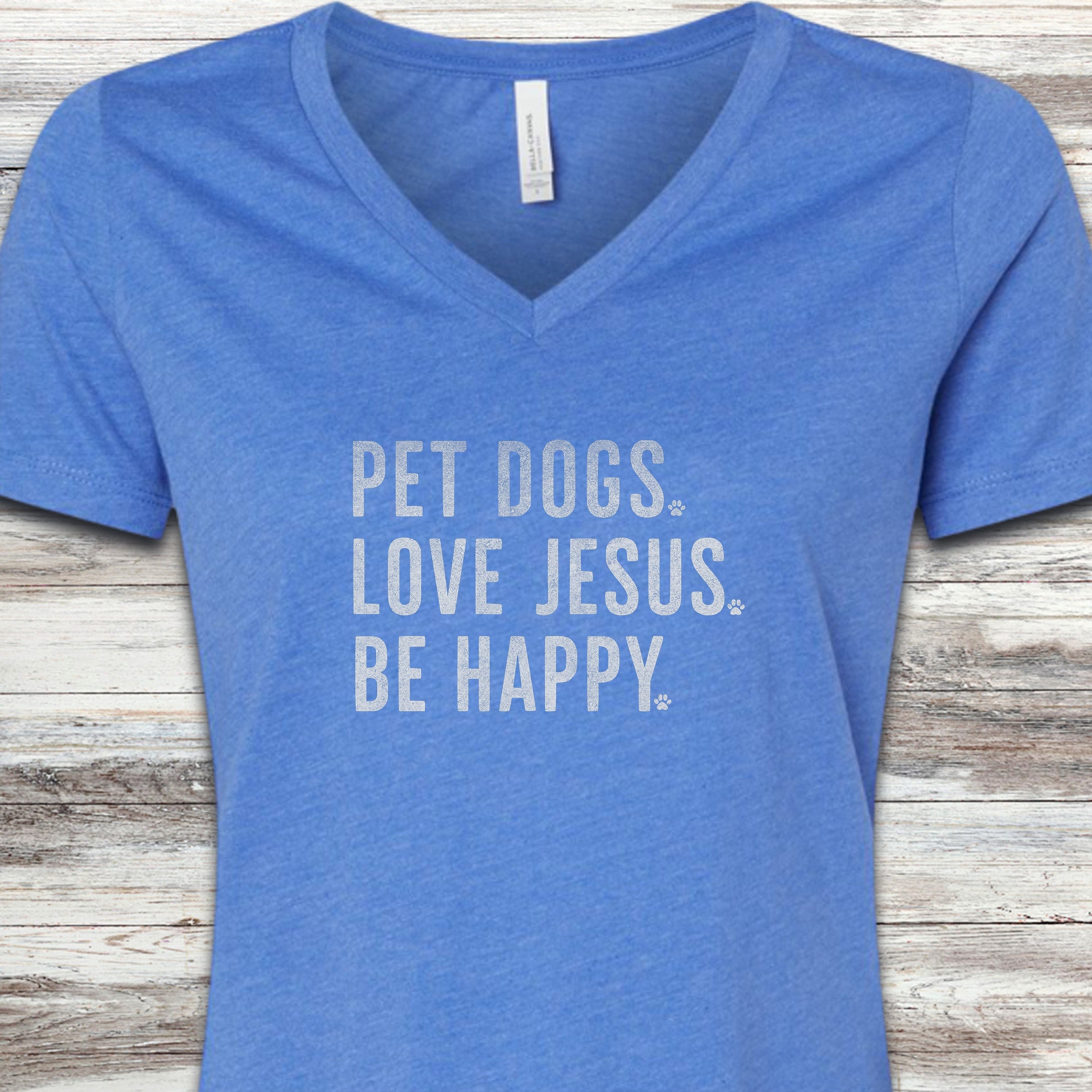Love Jesus V-Neck Tee - Heather True Royal