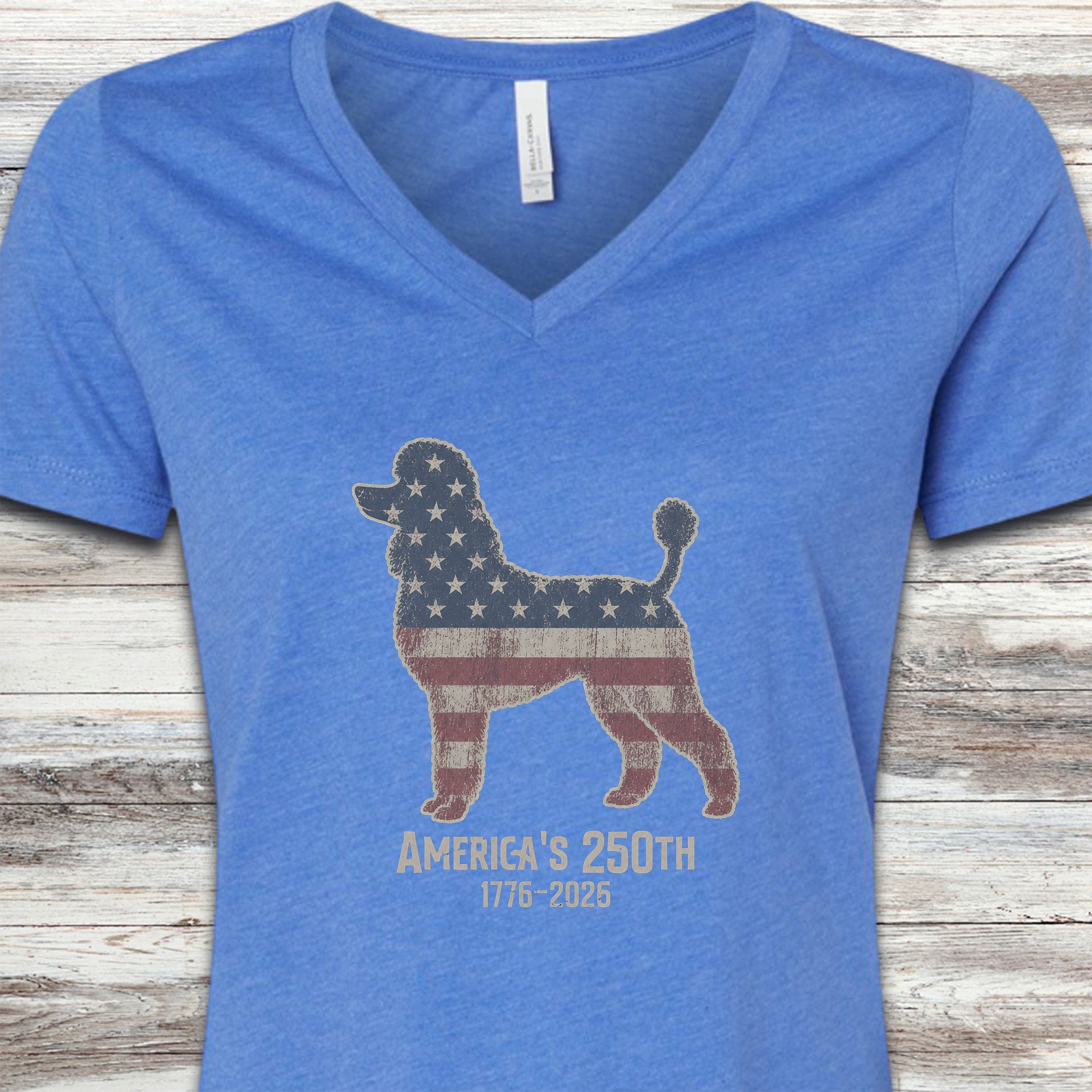 Poodle 250 V-Neck Tee - Heather True Royal