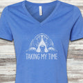 Basset Hound Time V-Neck Tee - Heather True Royal