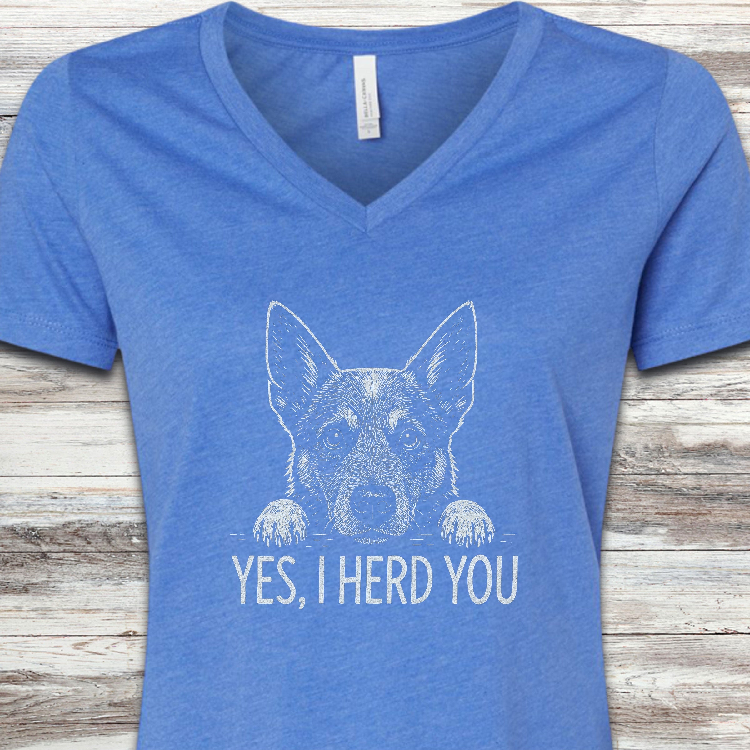 Australian Cattle Dog Herd You V-Neck Tee - Heather True Royal