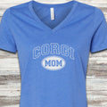 Corgi University Mom V-Neck Tee - Heather True Royal