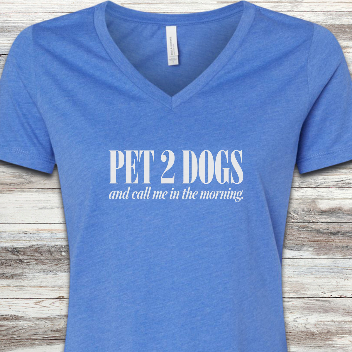 Pet 2 Dogs V-Neck Tee - Heather True Royal