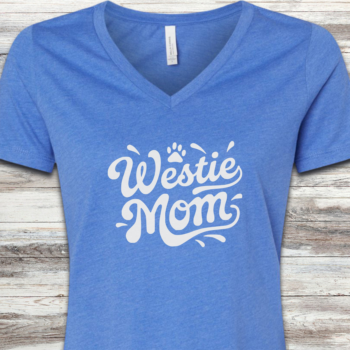 West Highland Groovy Mom V-Neck Tee - Heather True Royal