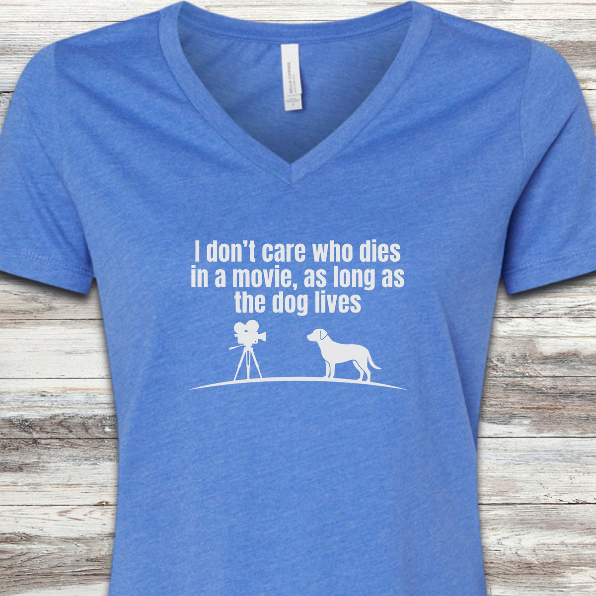 I Don't Care Who Dies V-Neck Tee - Heather True Royal