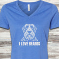 Wirehaired Pointing Griffon I Love Beards V-Neck Tee - Heather True Royal