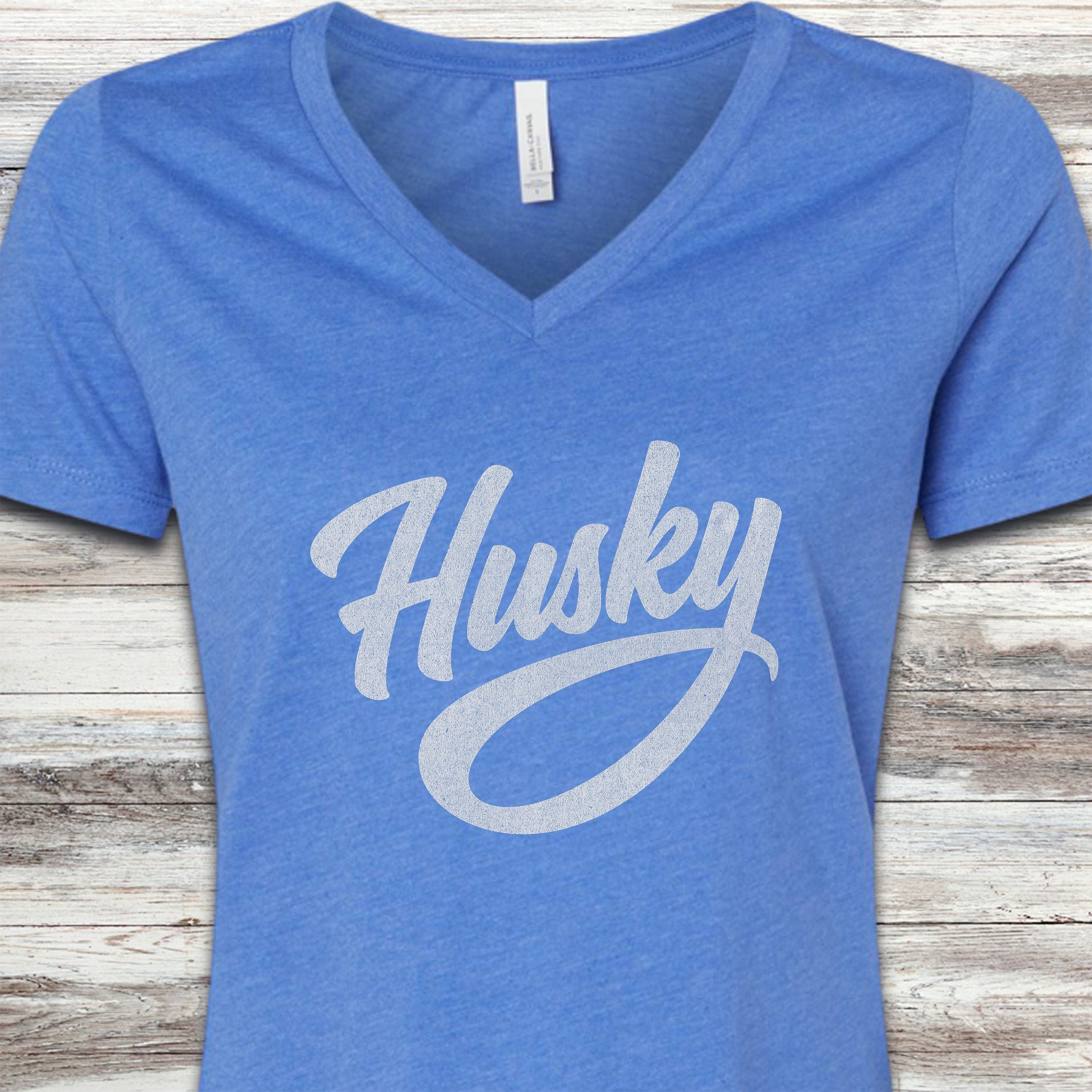 Husky Team V-Neck Tee - Heather True Royal