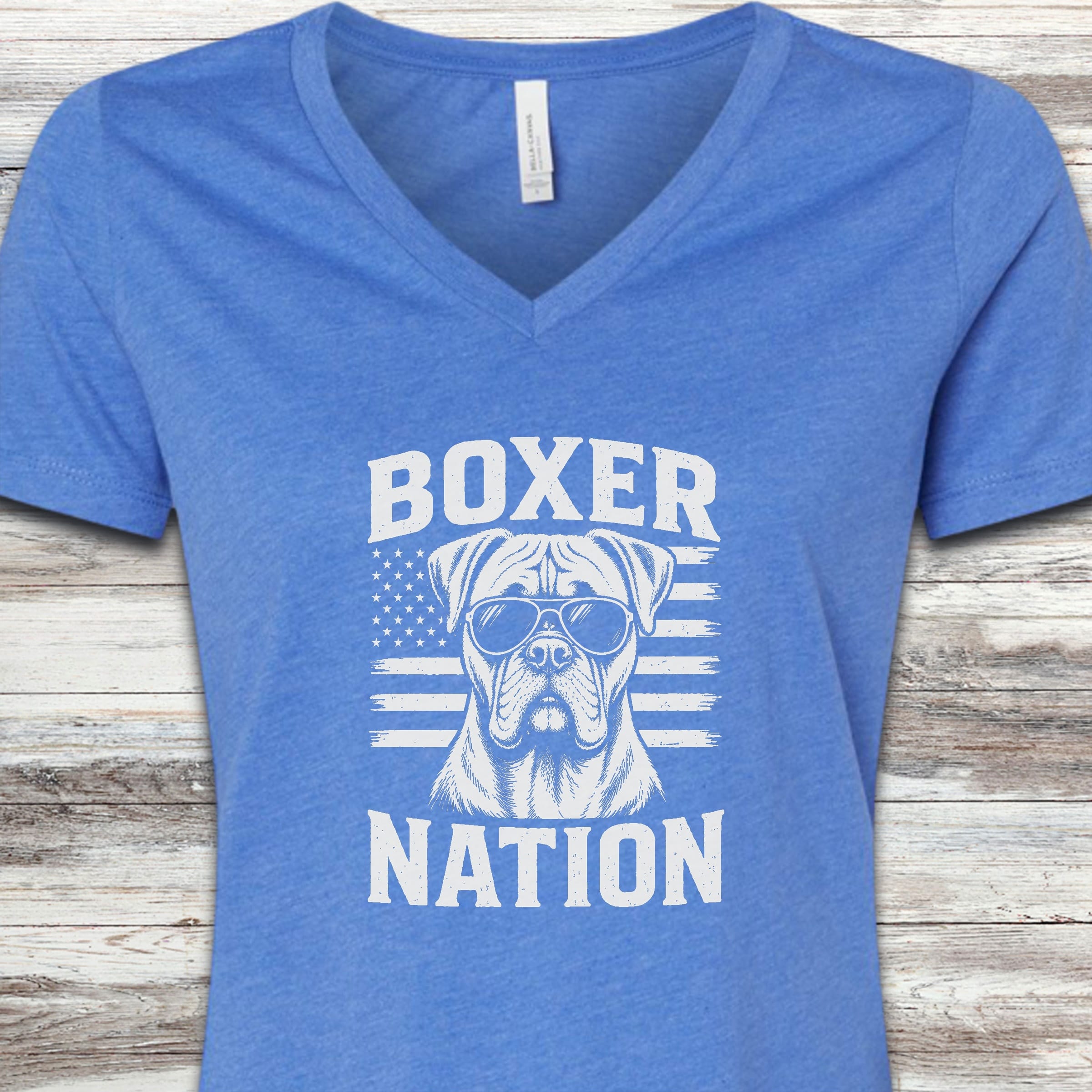 Boxer Nation V-Neck Tee - Heather True Royal