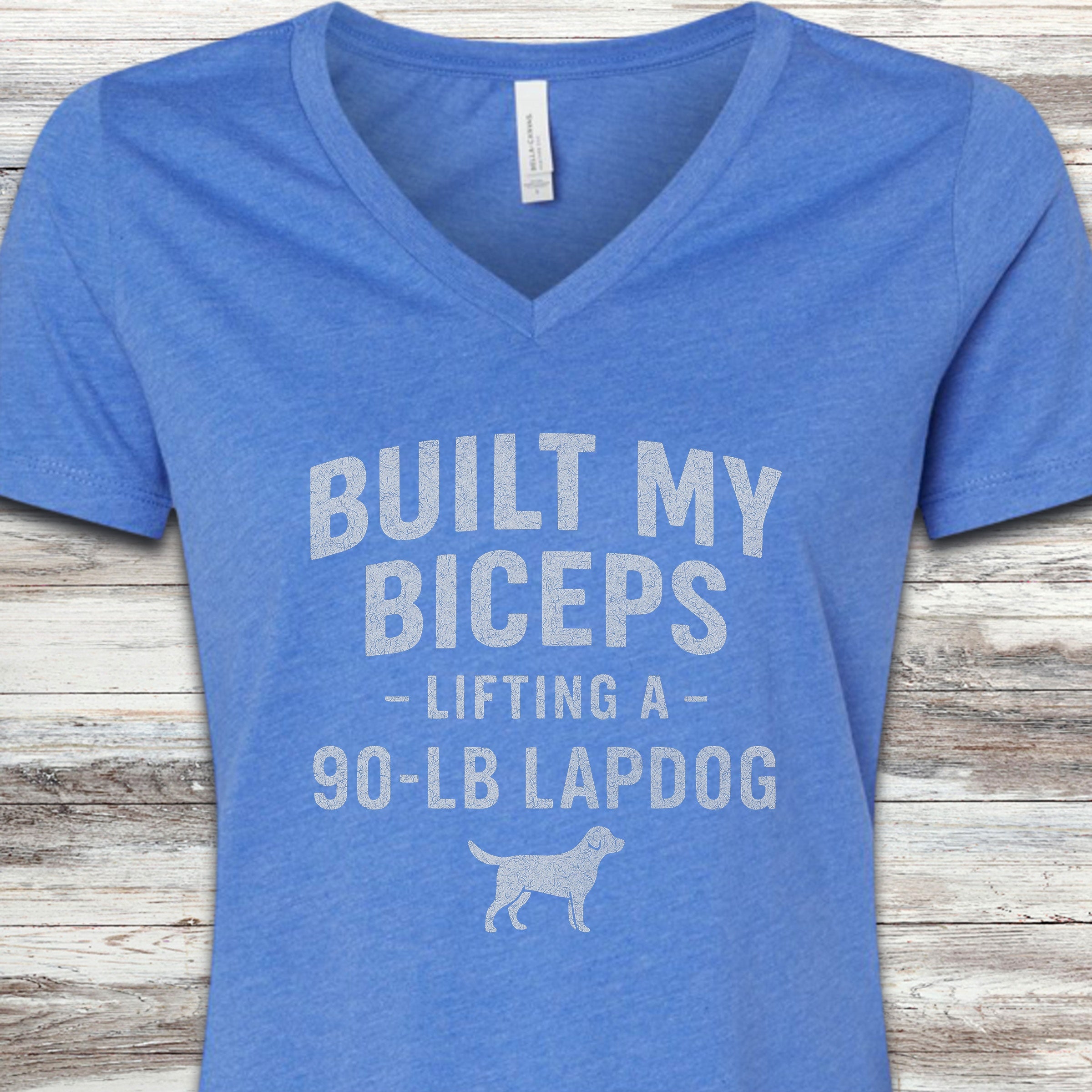 Built My Biceps V-Neck Tee - Heather True Royal