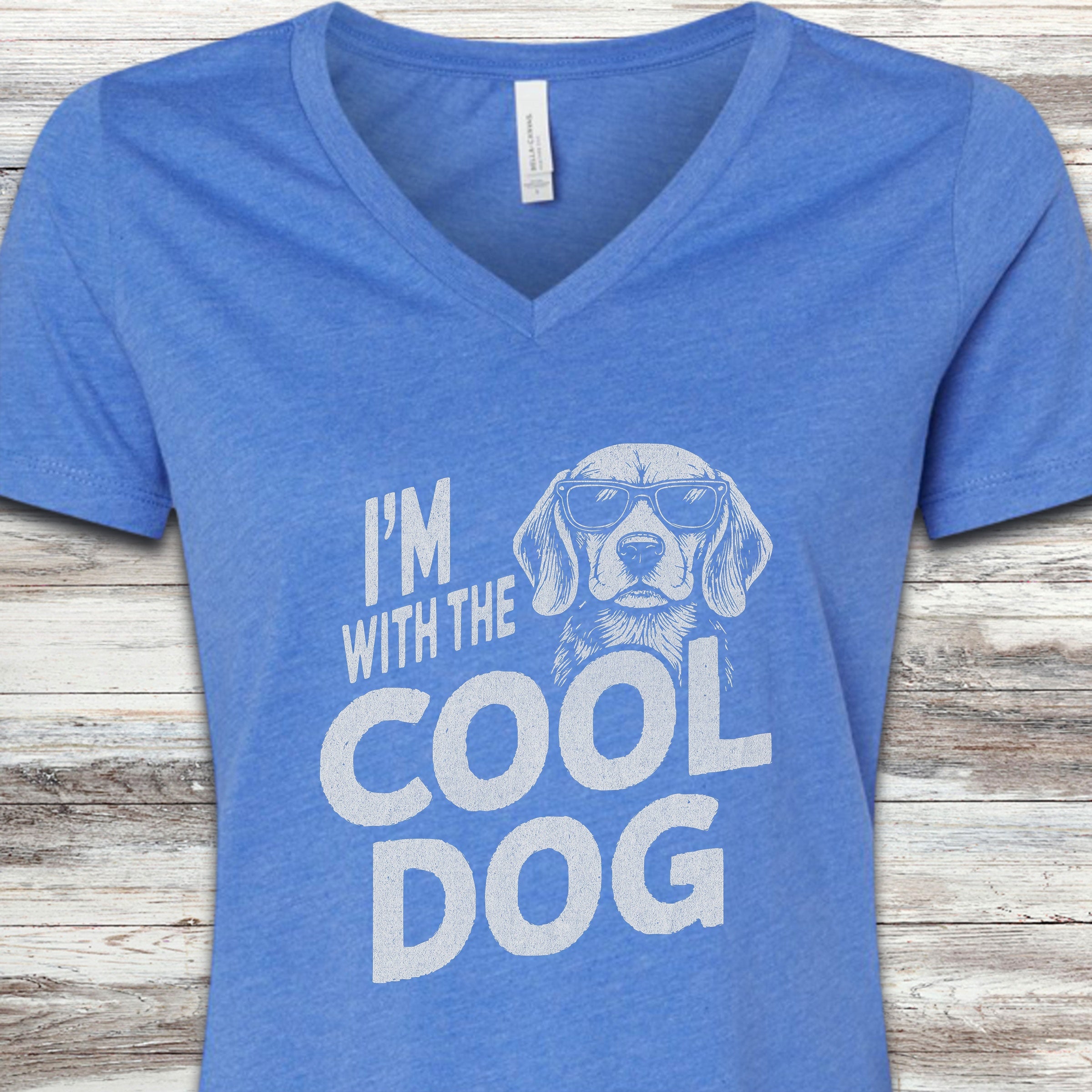 Cool Dog Beagle V-Neck Tee - Heather True Royal