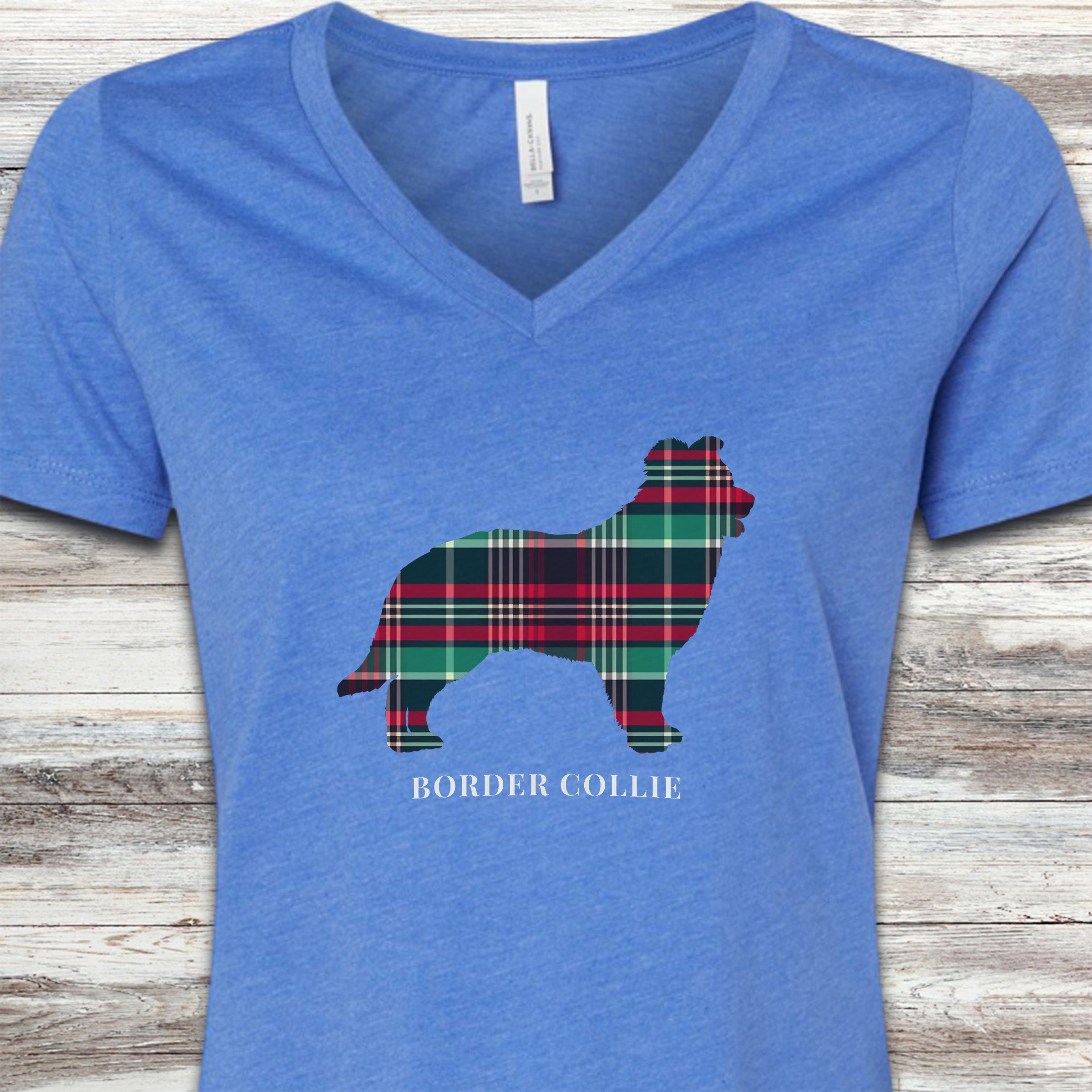 Border Collie Winter 2025 V-Neck Tee - Heather True Royal