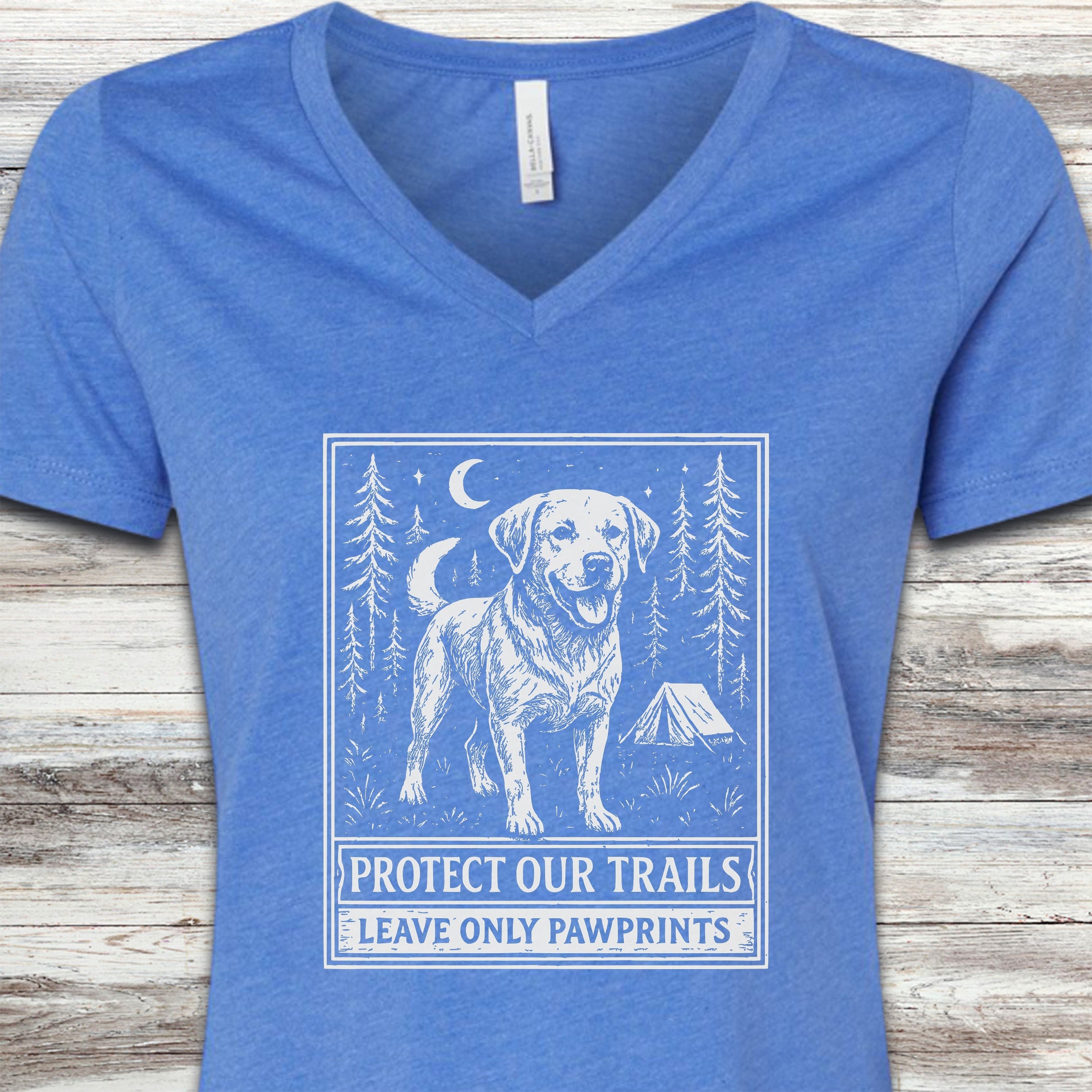 Labrador Retriever Protect Trails V-Neck Tee - Heather True Royal