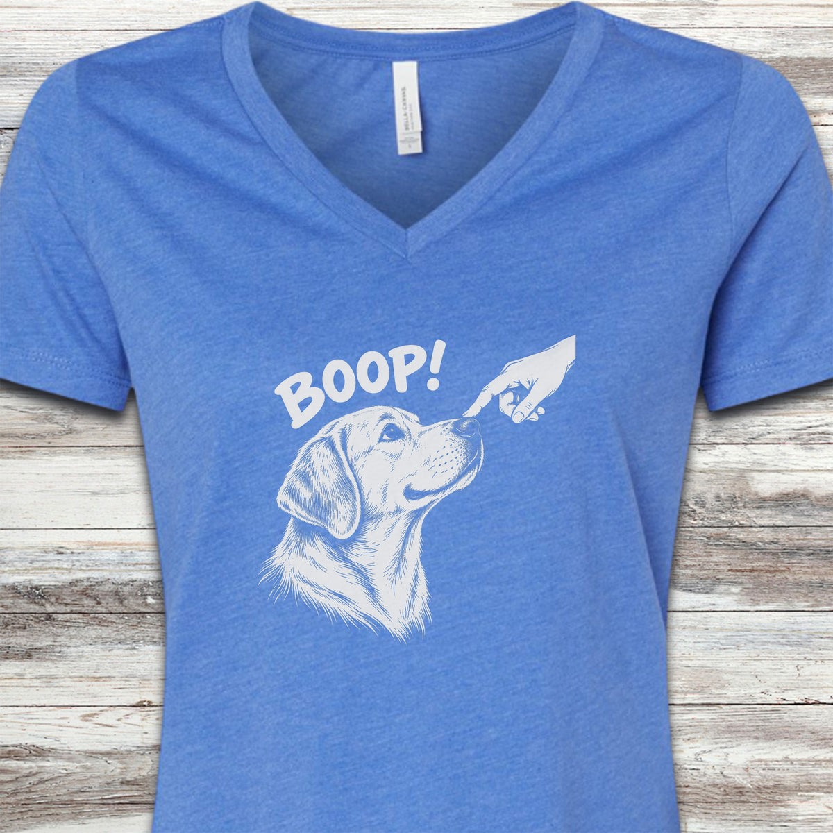 Labrador Retriever Yellow BOOP! V-Neck Tee - Heather True Royal