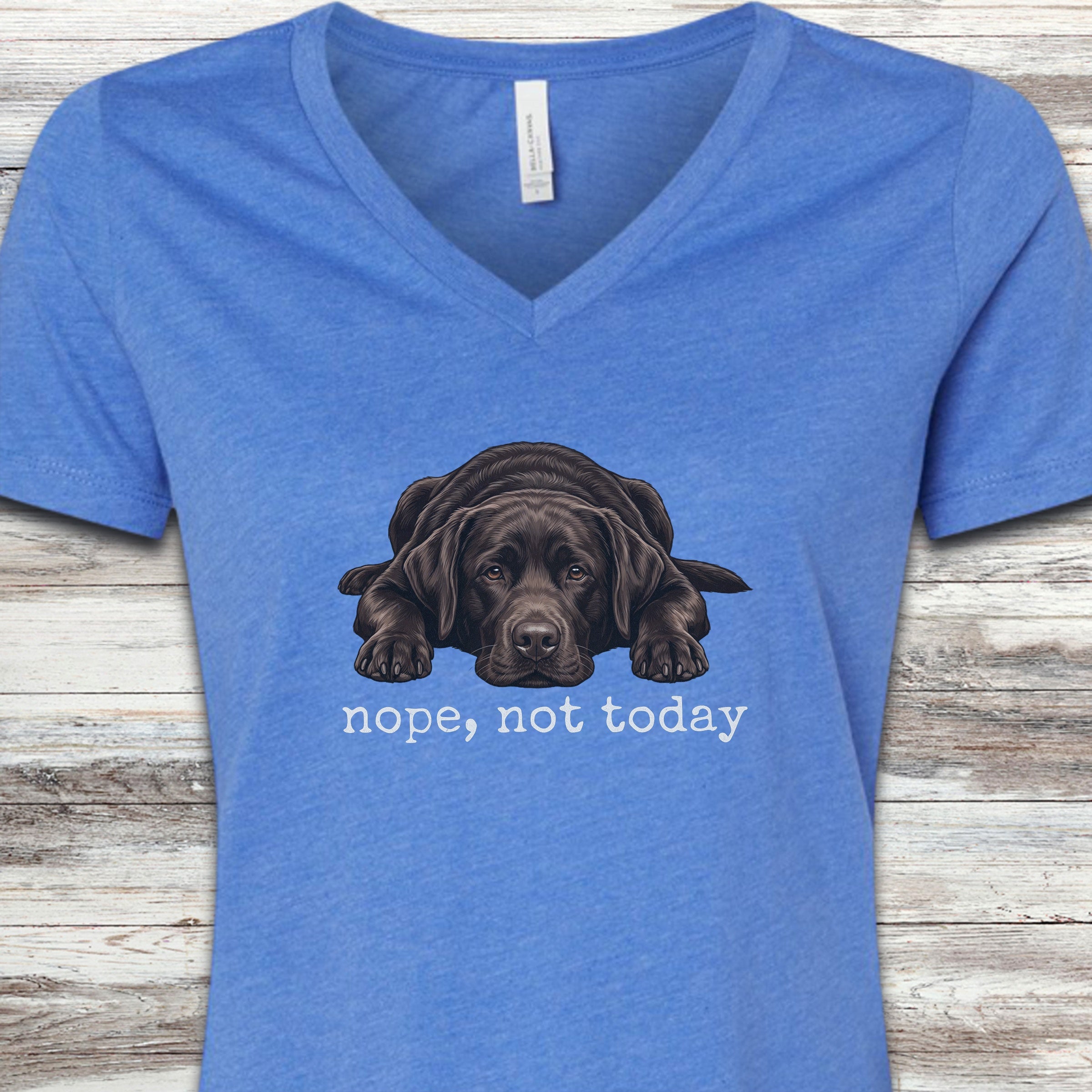Labrador Retriever Chocolate Nope V-Neck Tee - Heather True Royal