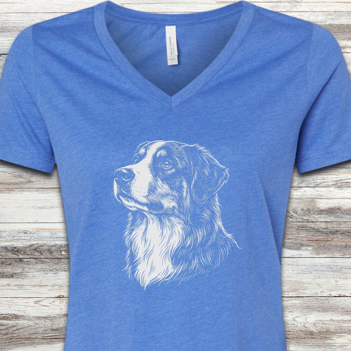 Australian Mountain Dog Loyalty V-Neck Tee - Heather True Royal