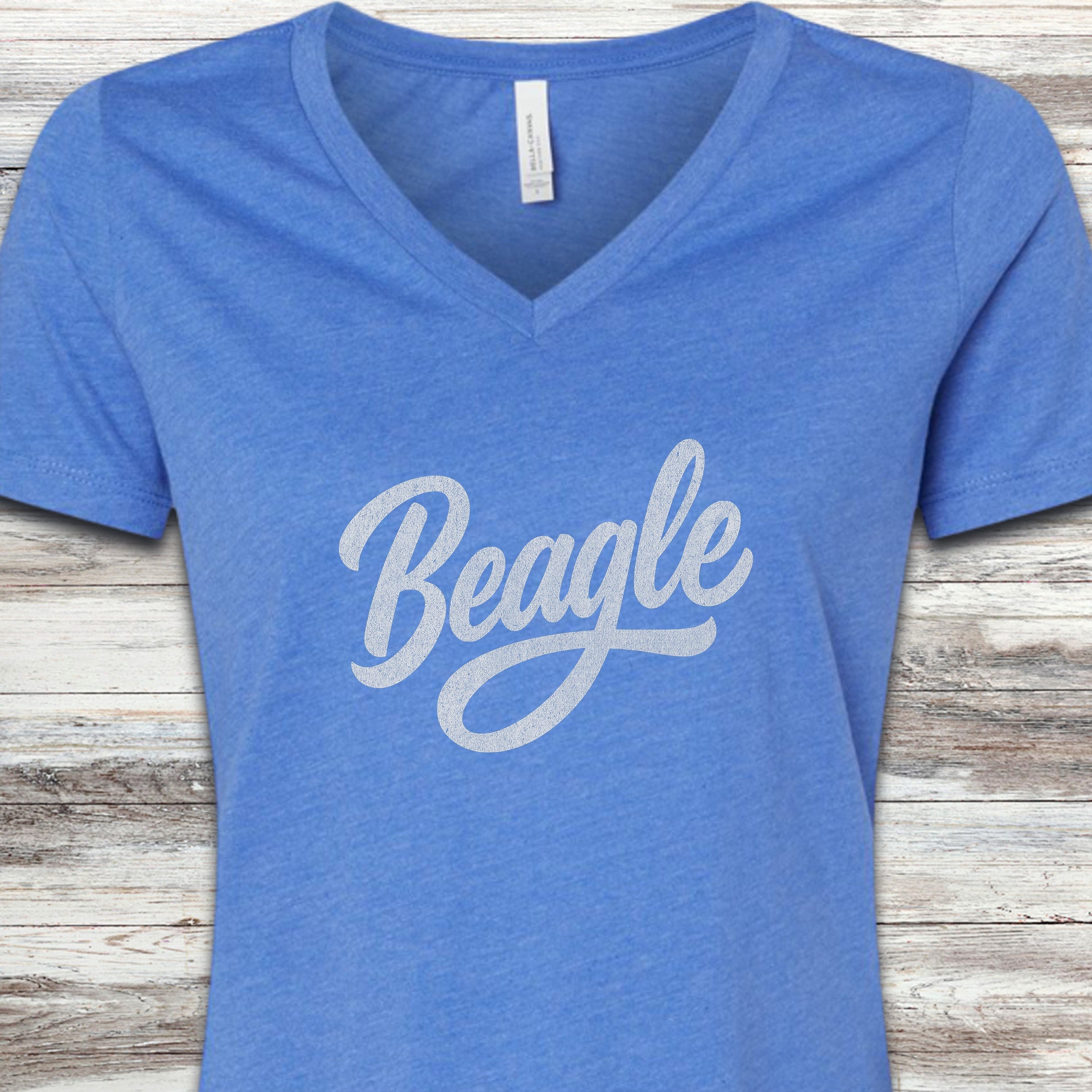 Team Beagle V-Neck Tee - Heather True Royal
