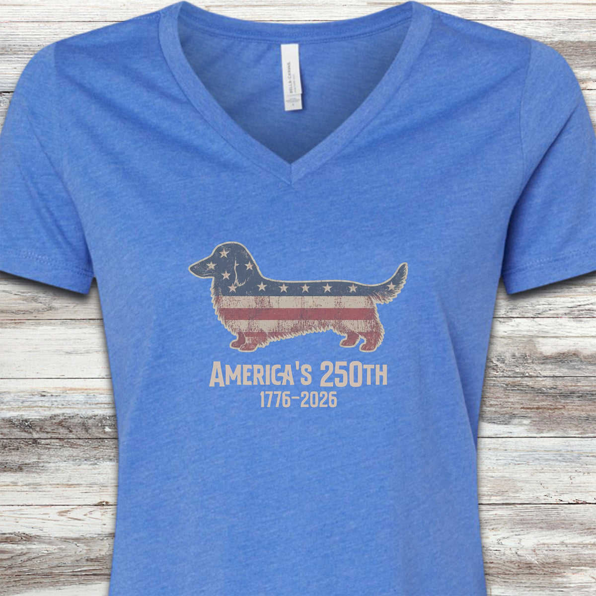 Dachshund 250 V-Neck Tee - Heather True Royal