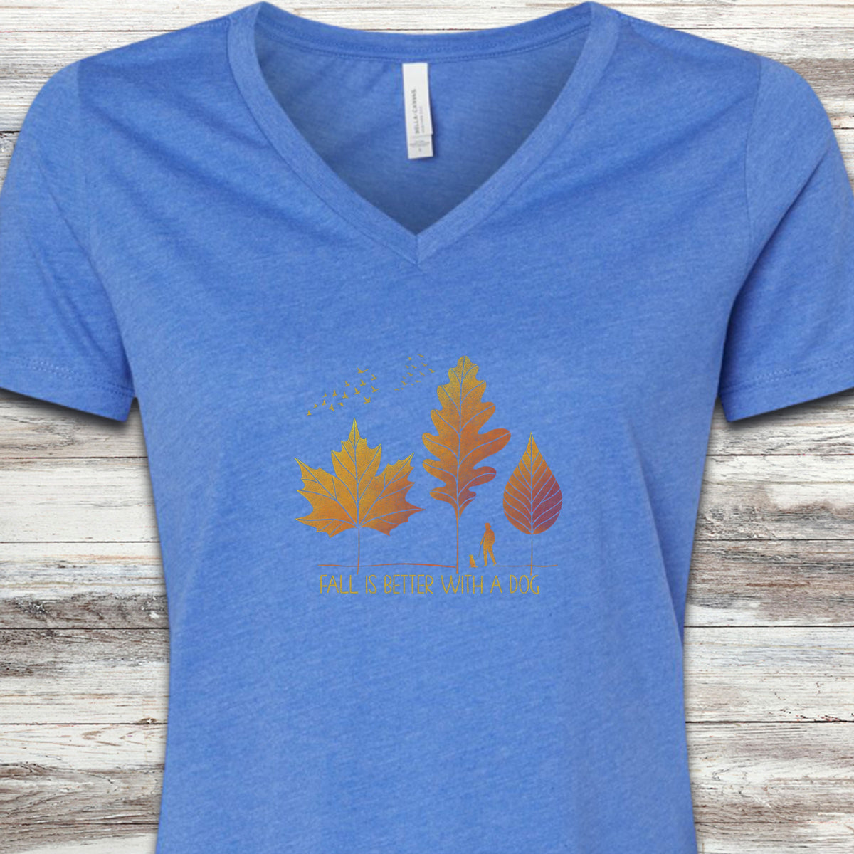 Fall Is Better V-Neck Tee - Heather True Royal