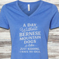 Bernese Mountain Dog Day V-Neck Tee - Heather True Royal