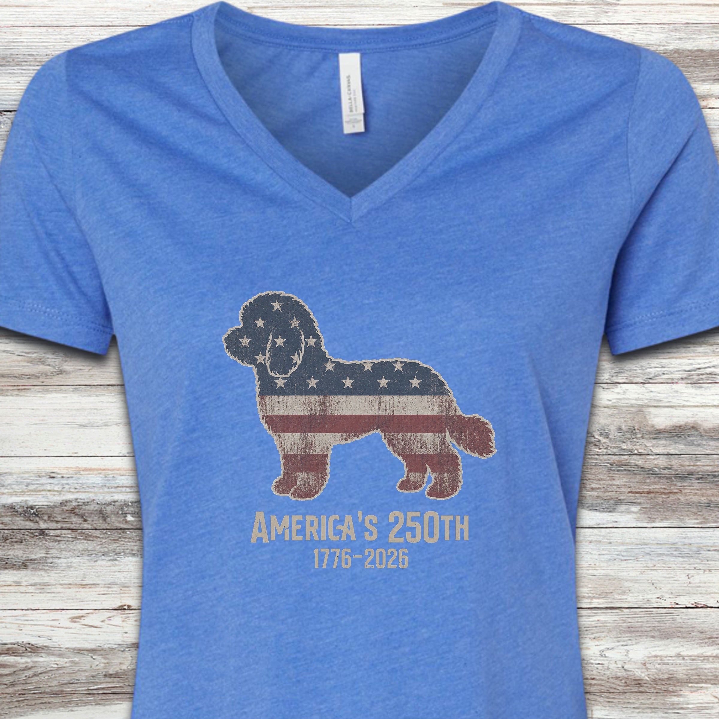 Cockapoo 250 V-Neck Tee - Heather True Royal