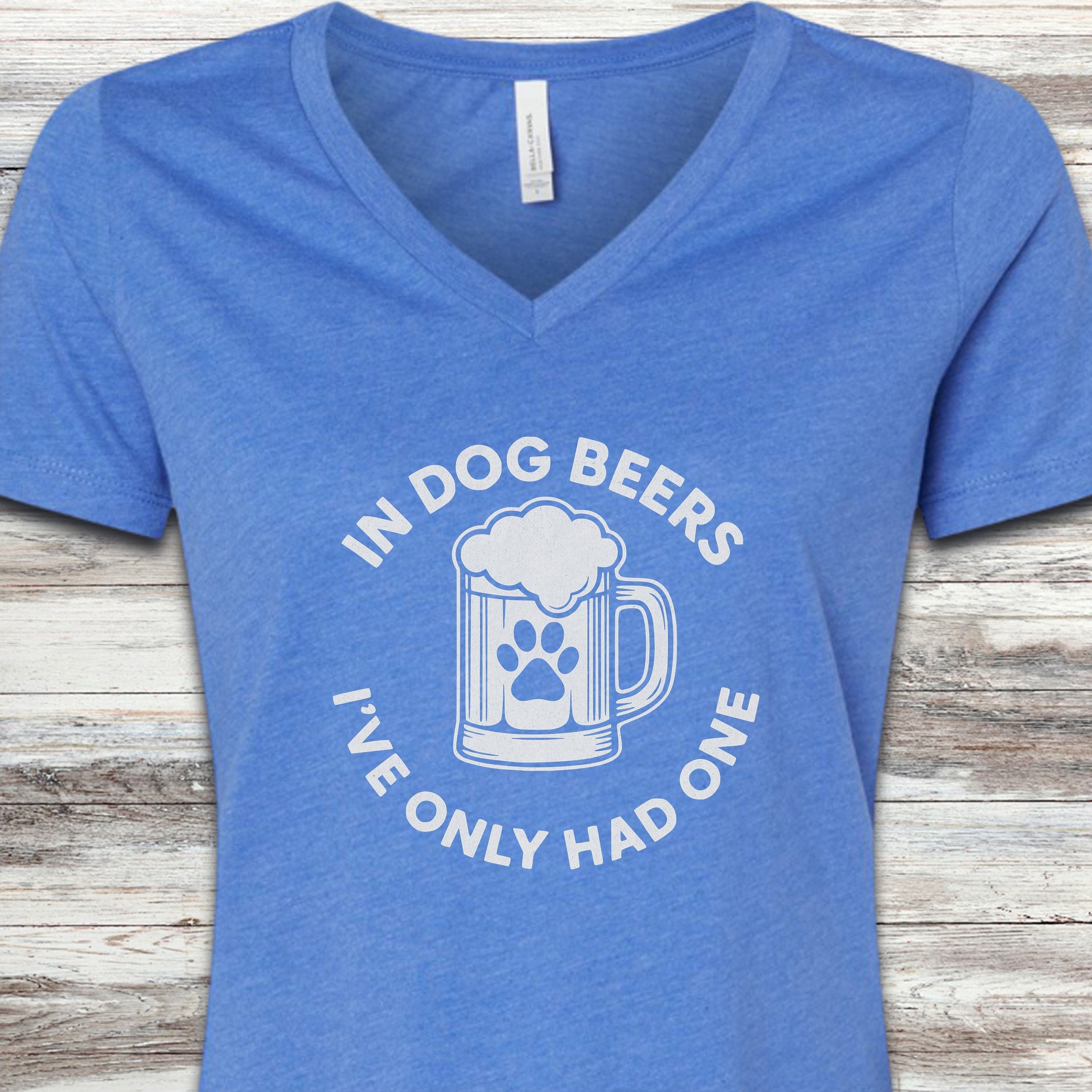 Dog Beers V-Neck Tee - Heather True Royal