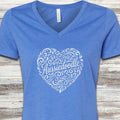 Aussiedoodle Heart Script V-Neck Tee - Heather True Royal