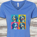 Bernedoodle Pop Art V-Neck Tee - Heather True Royal