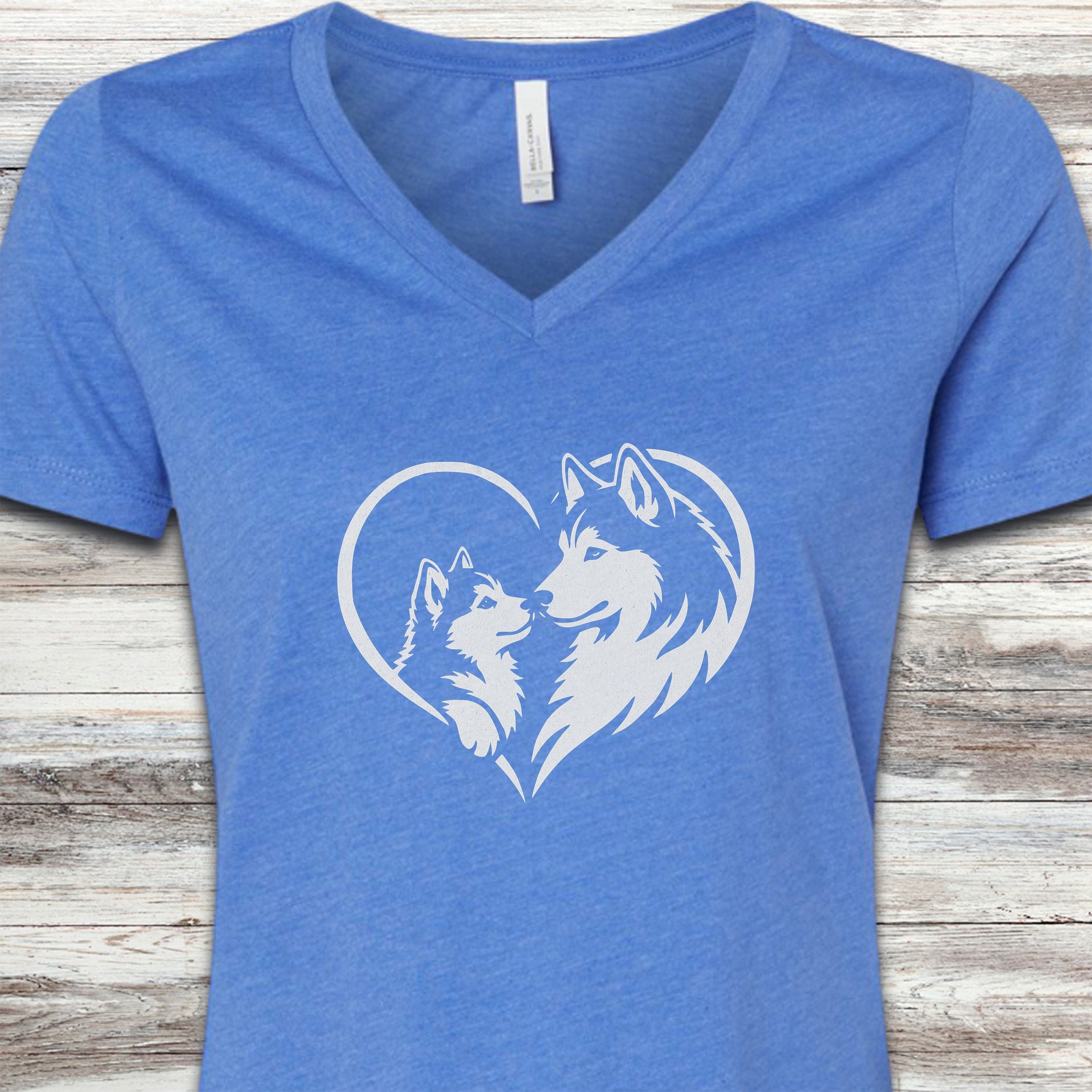 Husky Heart Bond V-Neck Tee - Heather True Royal
