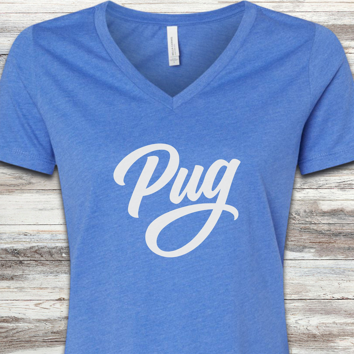 Pug Team V-Neck Tee - Heather True Royal