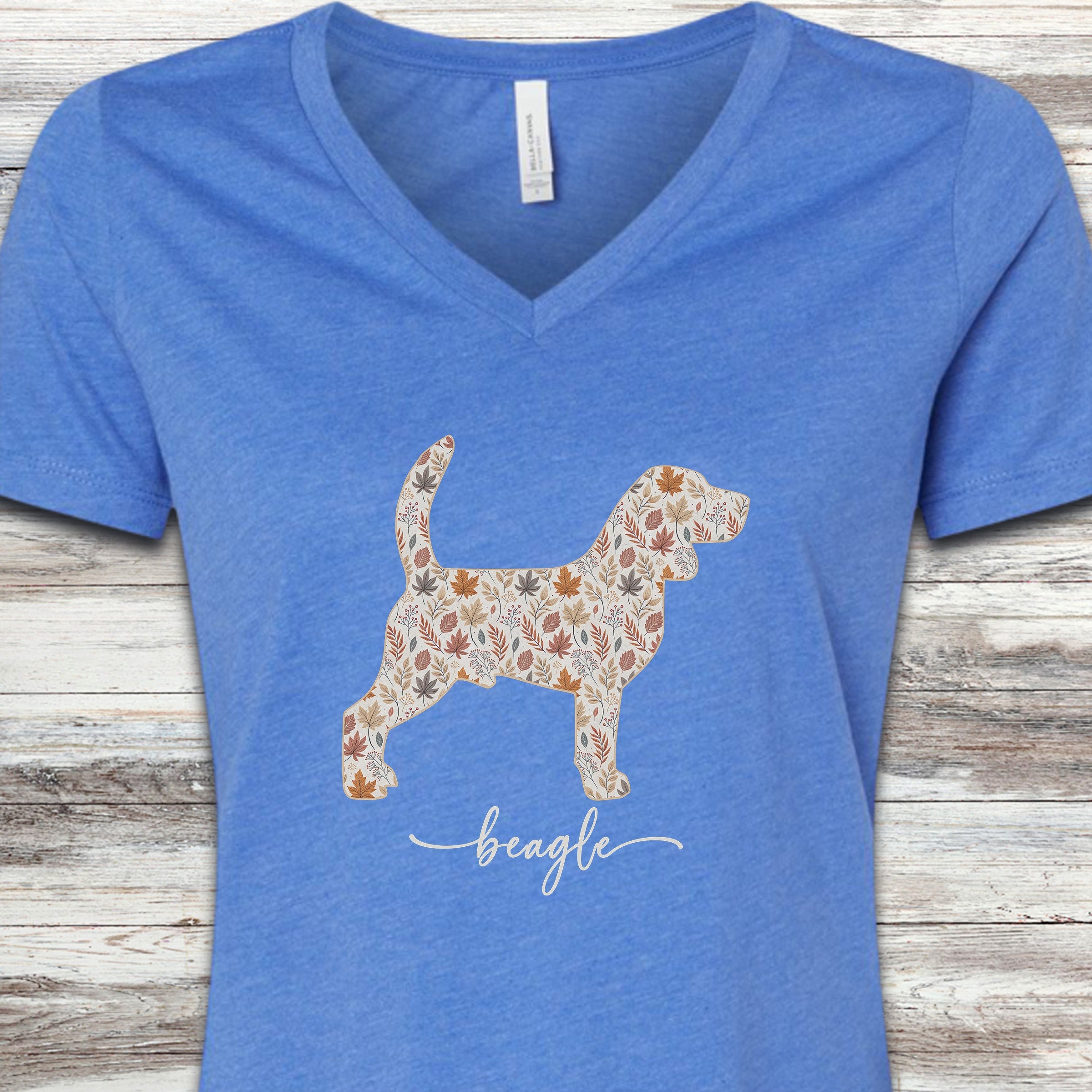 Beagle Fall V-Neck Tee - Heather True Royal