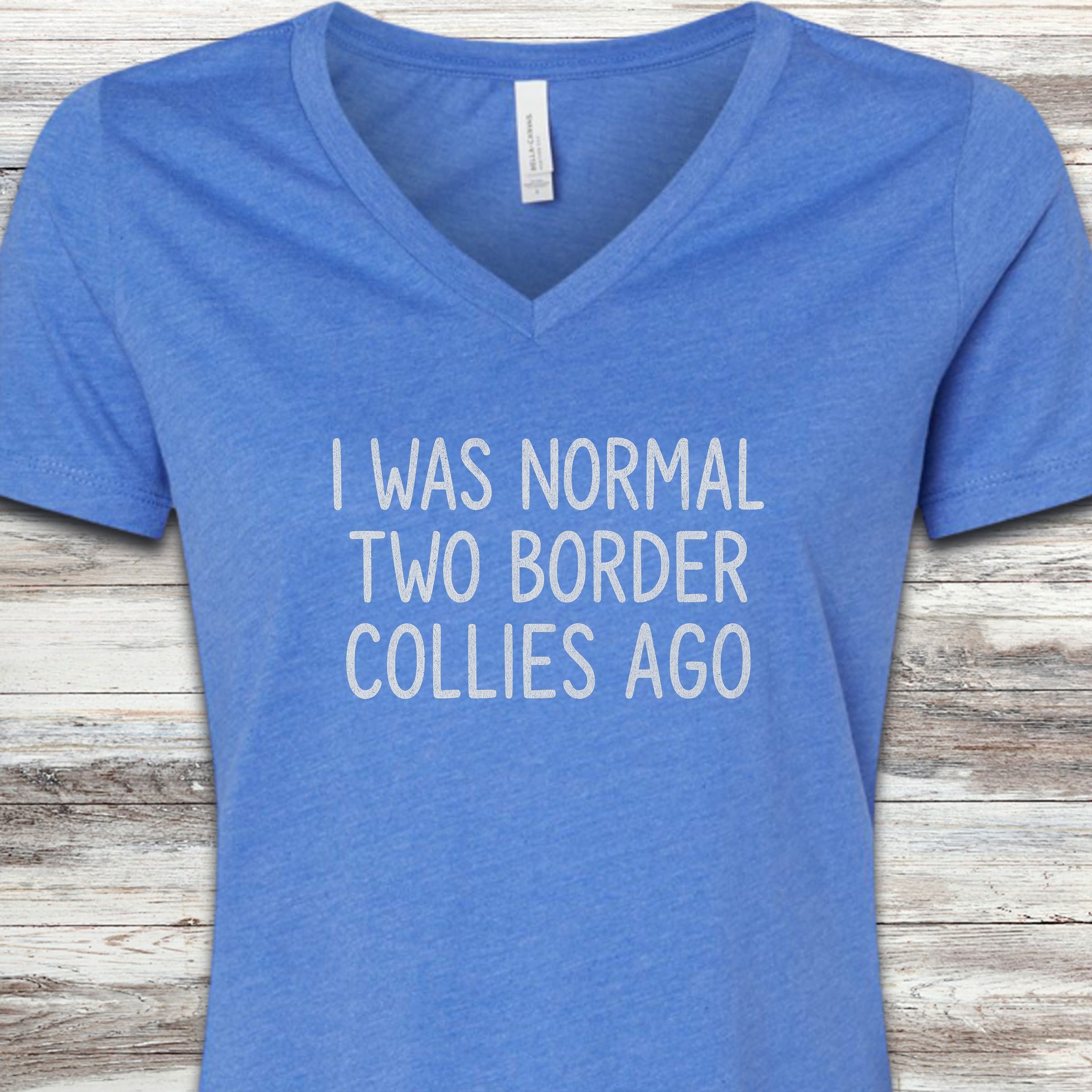 Border Collie Normal V-Neck Tee - Heather True Royal