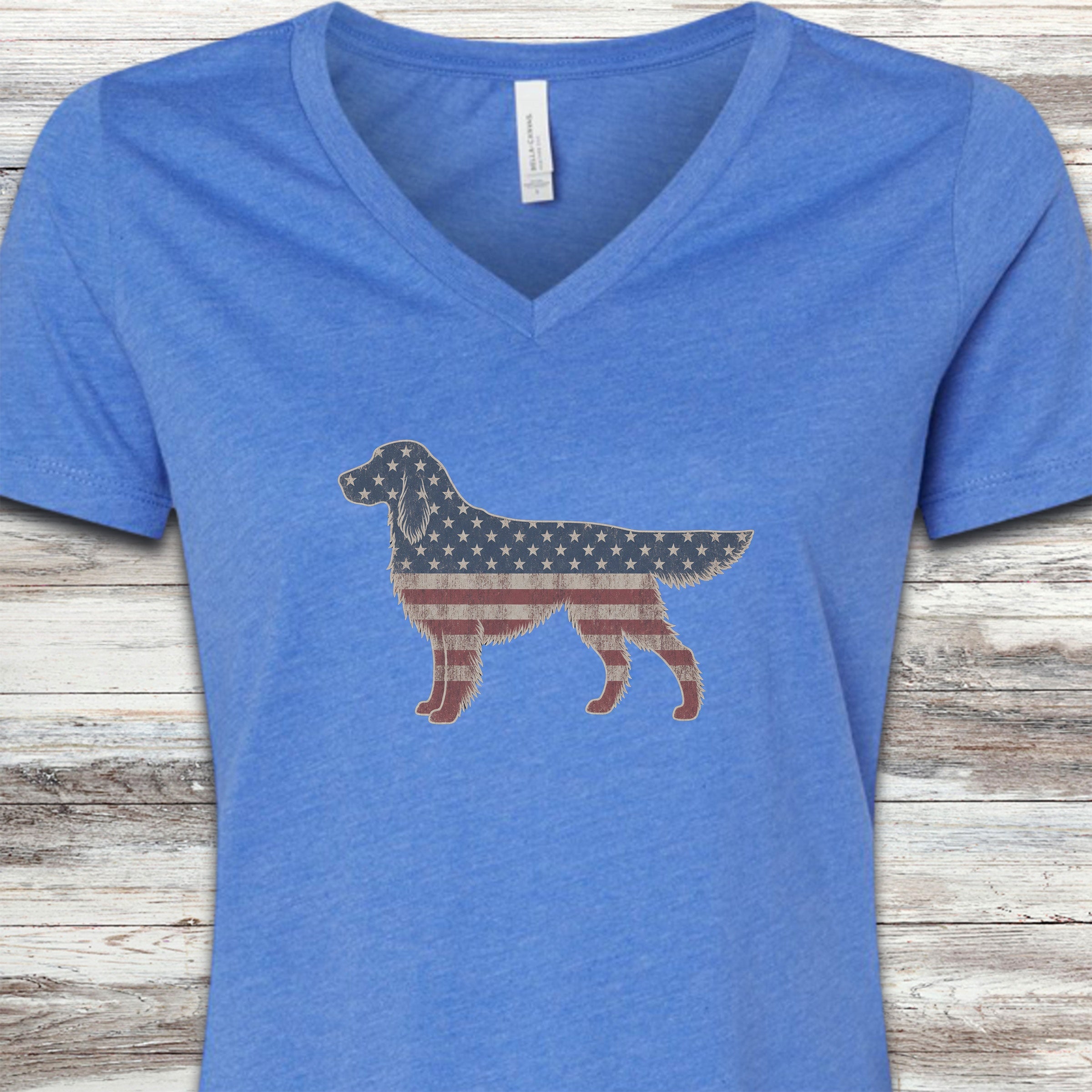 English Setter Vintage USA V-Neck Tee - Heather True Royal