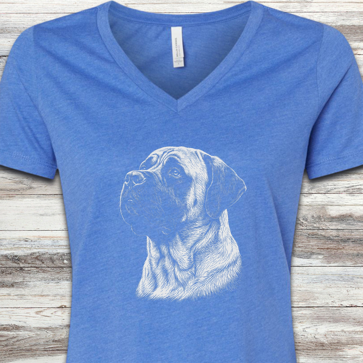 English Mastiff Loyalty V-Neck Tee - Heather True Royal