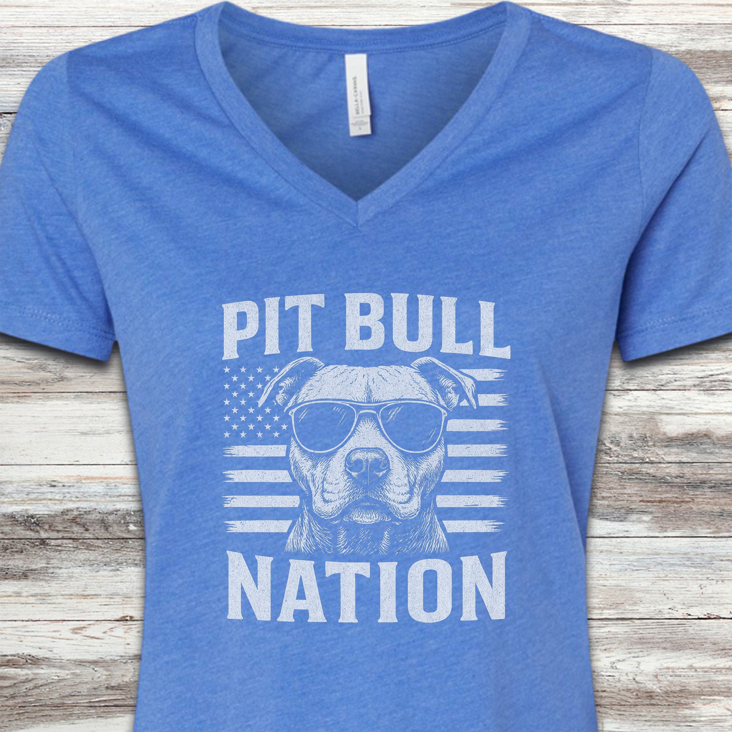 Pit Bull Nation V-Neck Tee - Heather True Royal