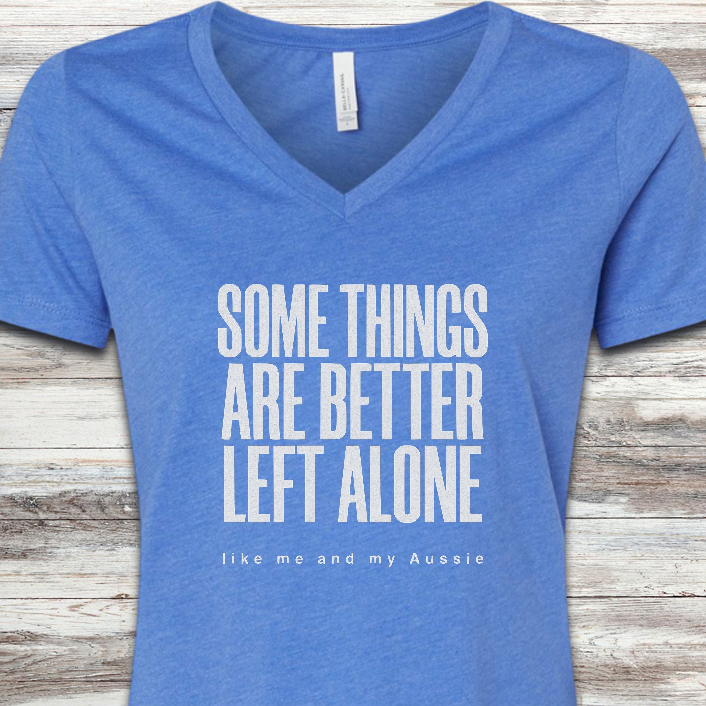 Australian Shepherd Introvert V-Neck Tee - Heather True Royal