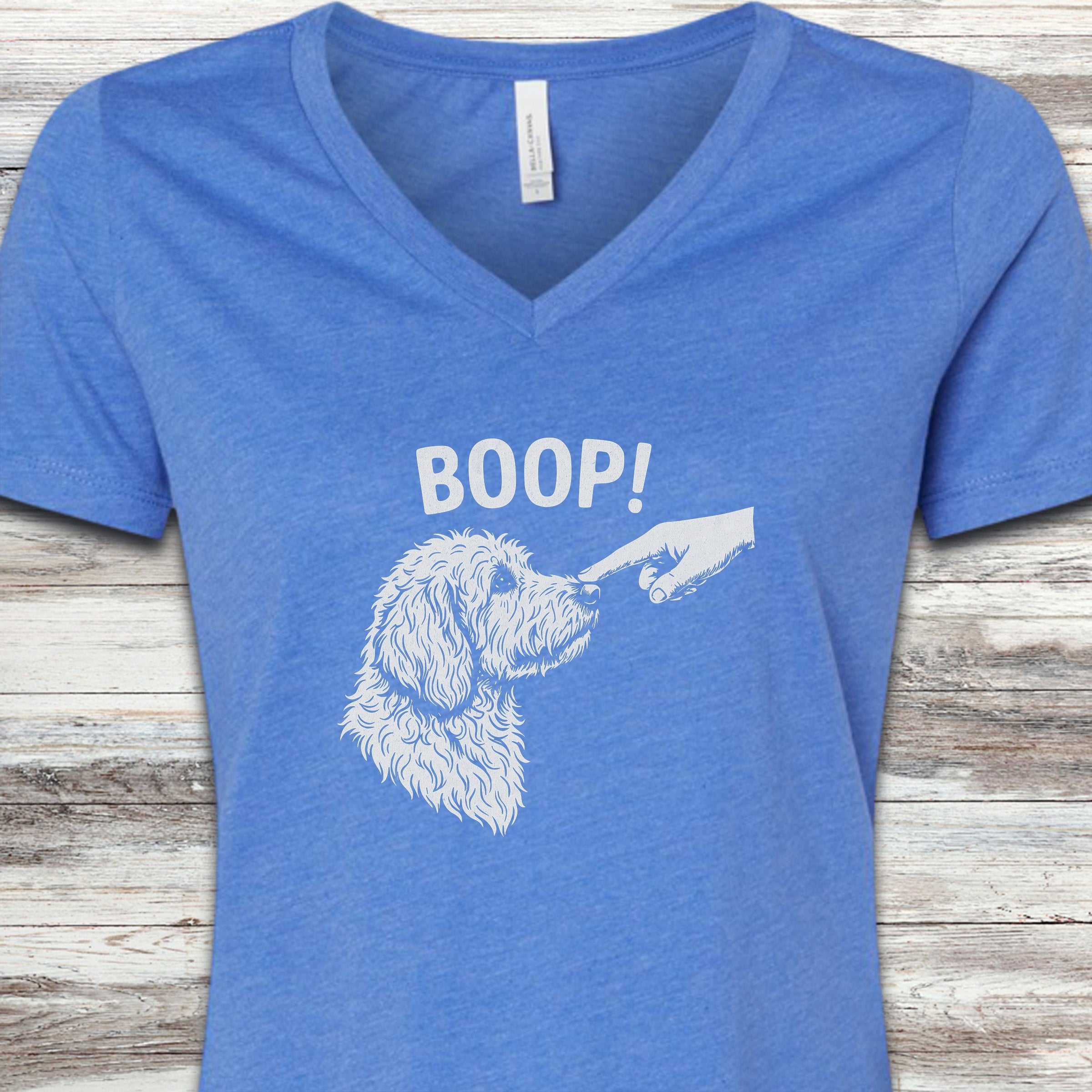 Doodle BOOP! V-Neck Tee - Heather True Royal