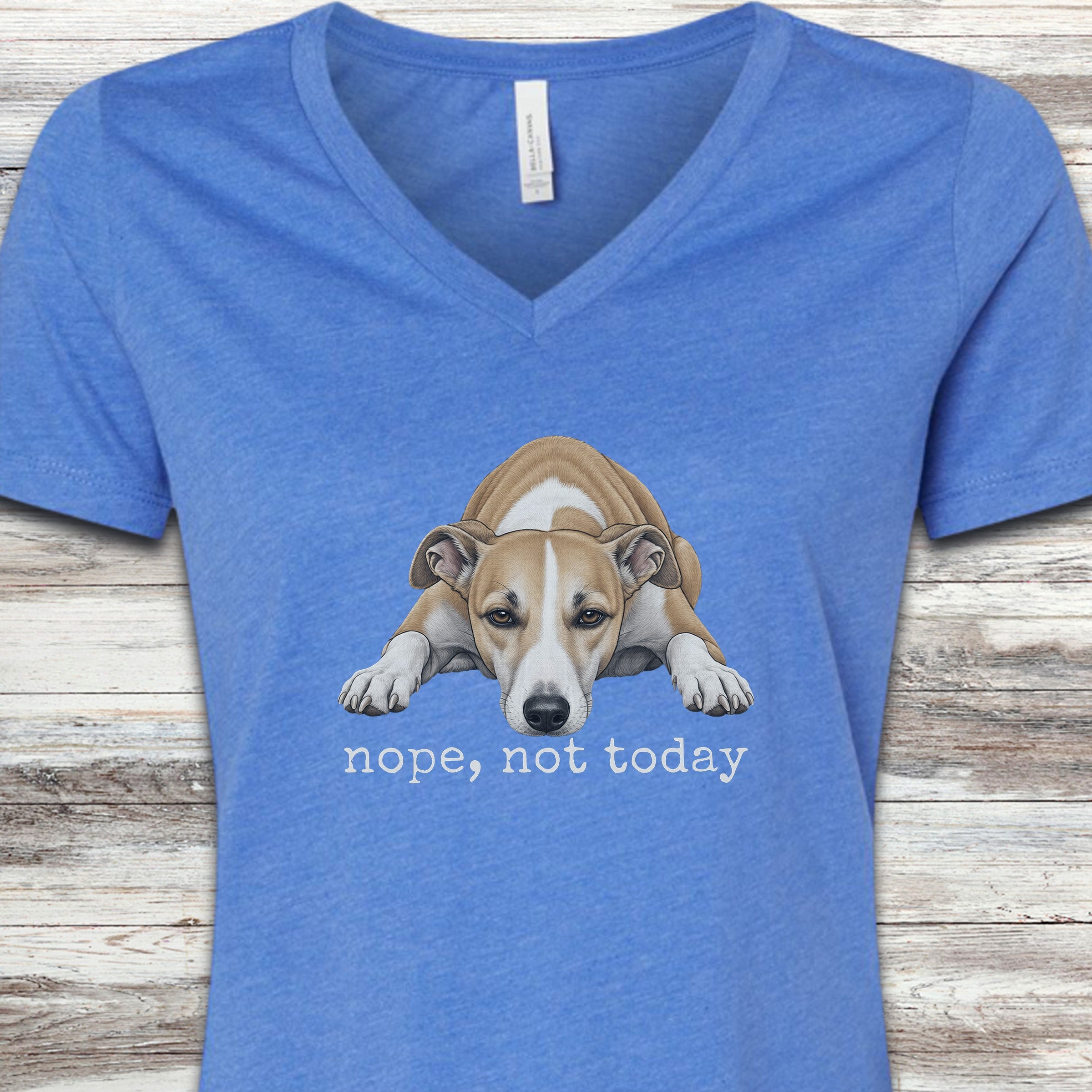 Whippet Nope V-Neck Tee - Heather True Royal
