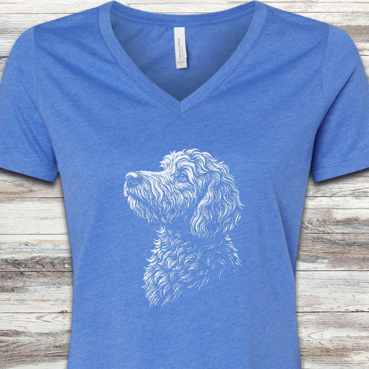 Doodle Loyalty V-Neck Tee - Heather True Royal
