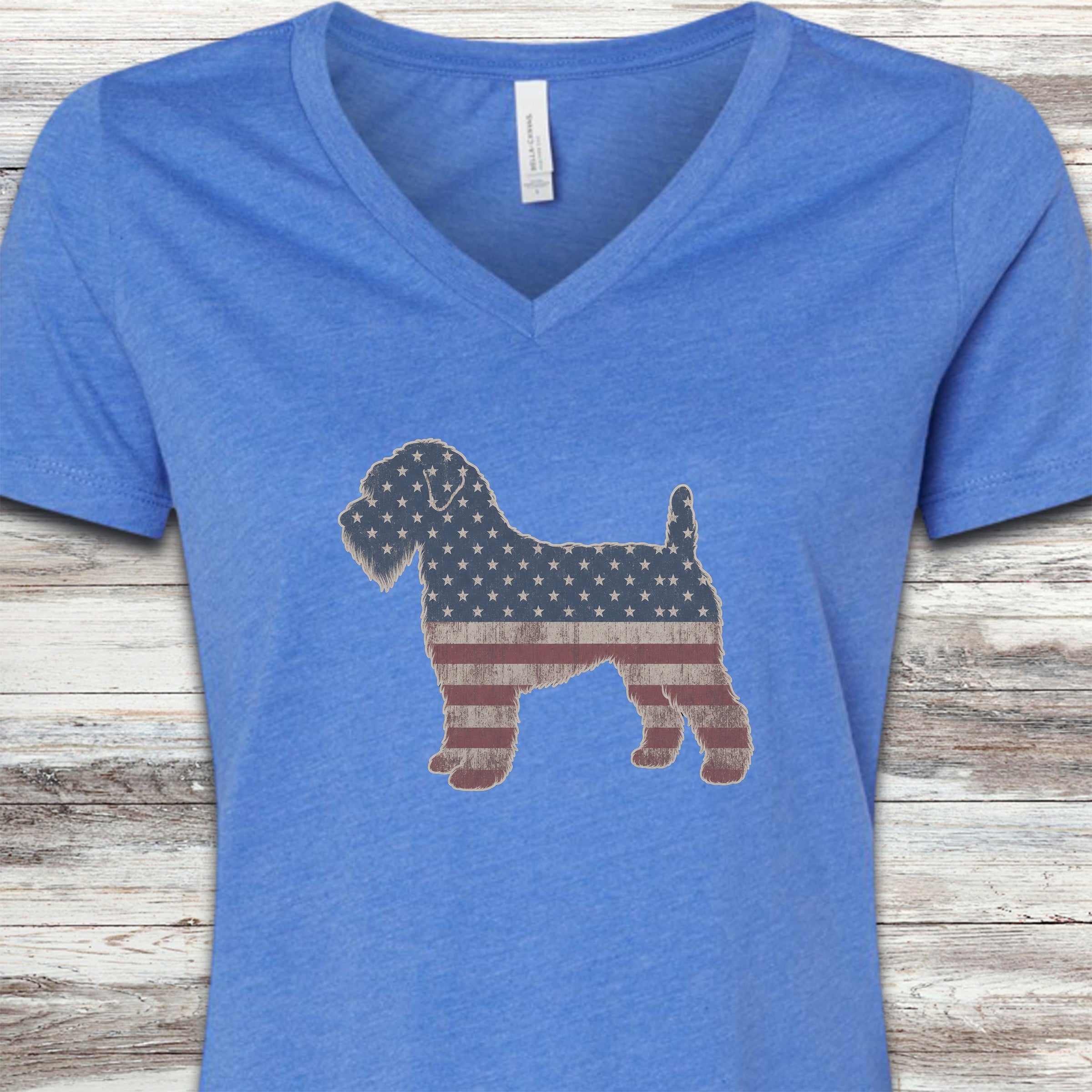 Wheaten Vintage USA V-Neck Tee - Heather True Royal