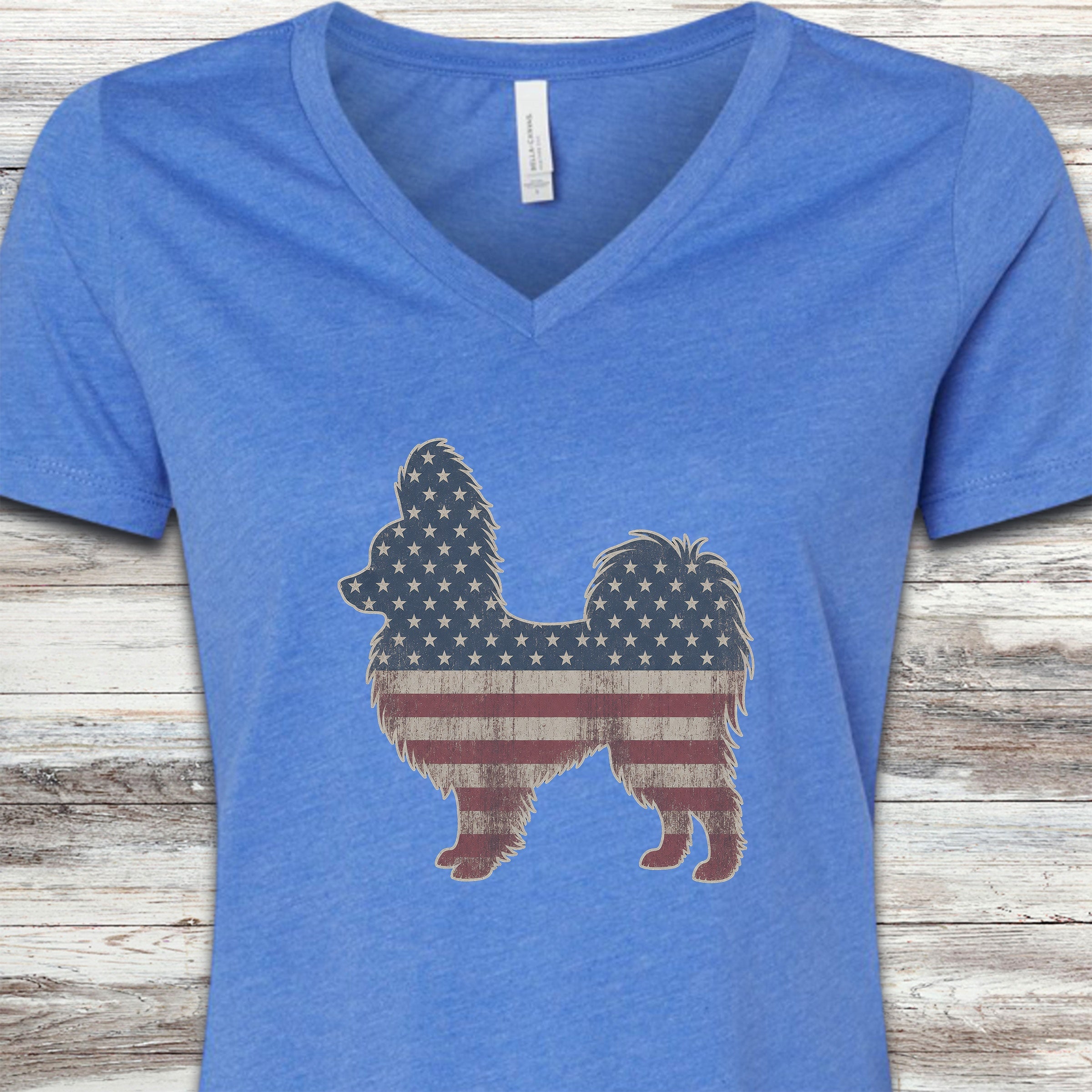 Papillon Vintage USA V-Neck Tee - Heather True Royal