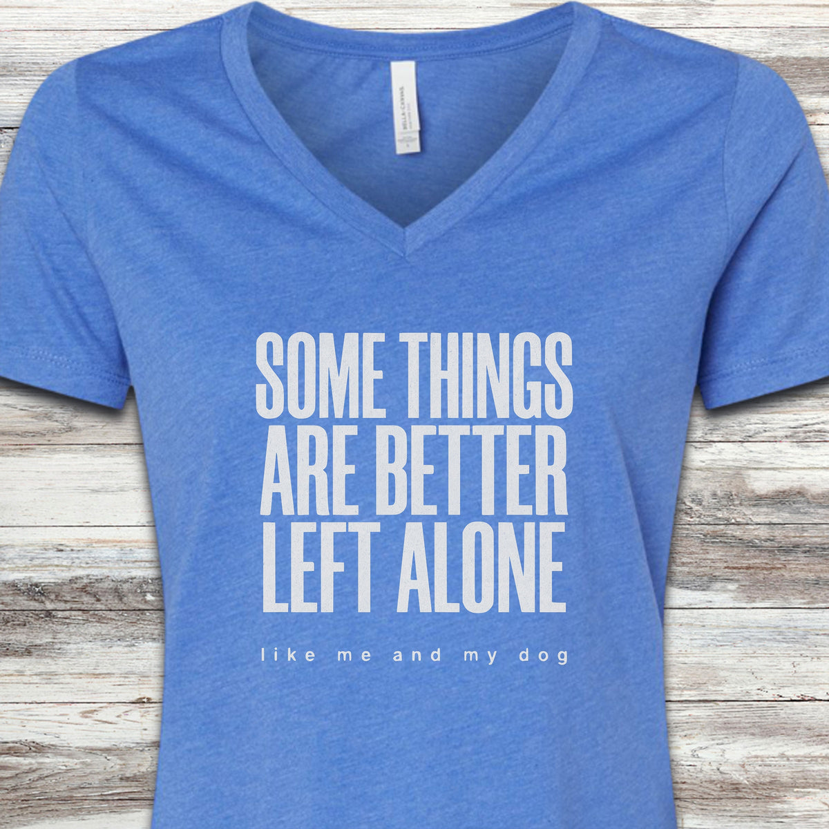Dog Introvert V-Neck Tee - Heather True Royal
