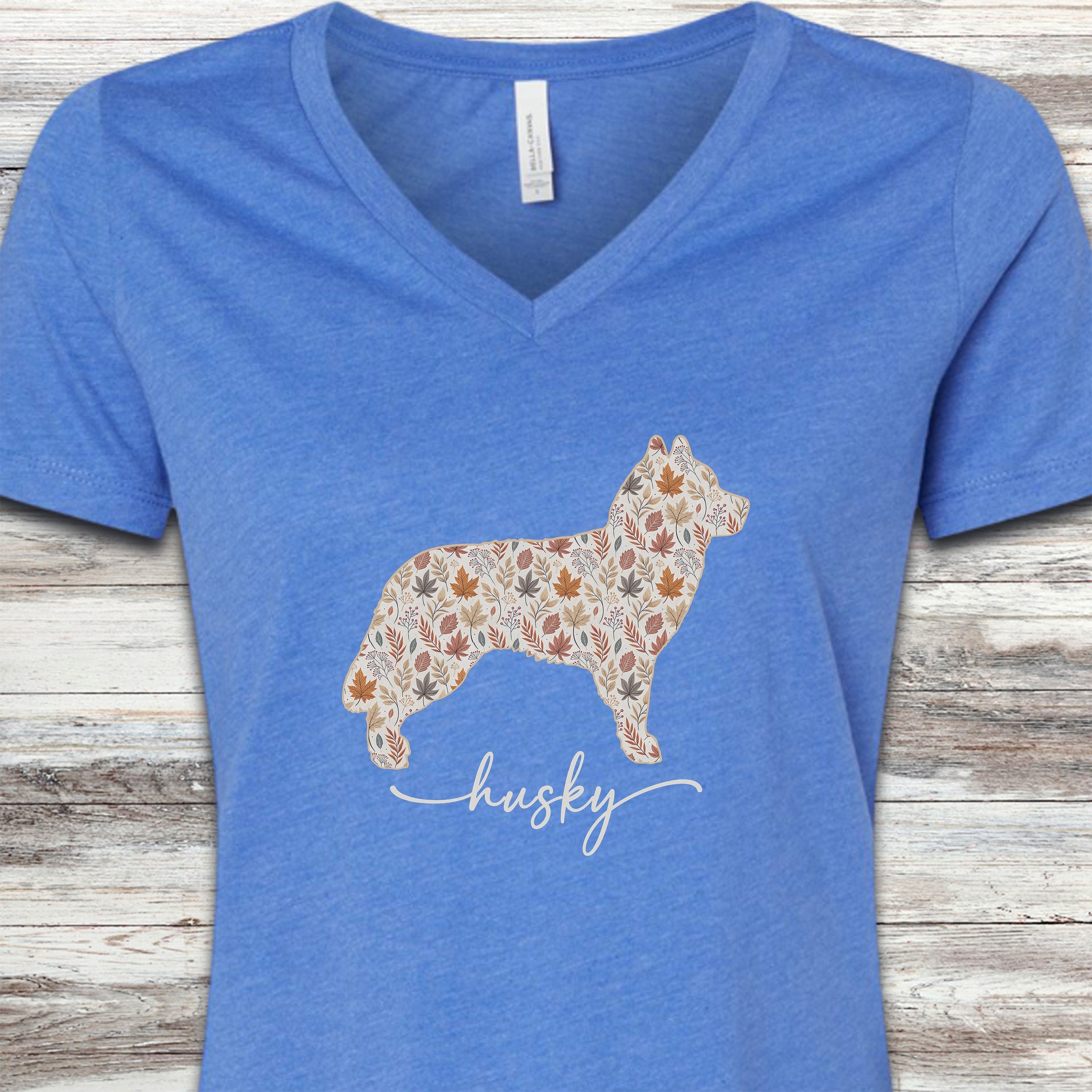 Husky Fall V-Neck Tee - Heather True Royal